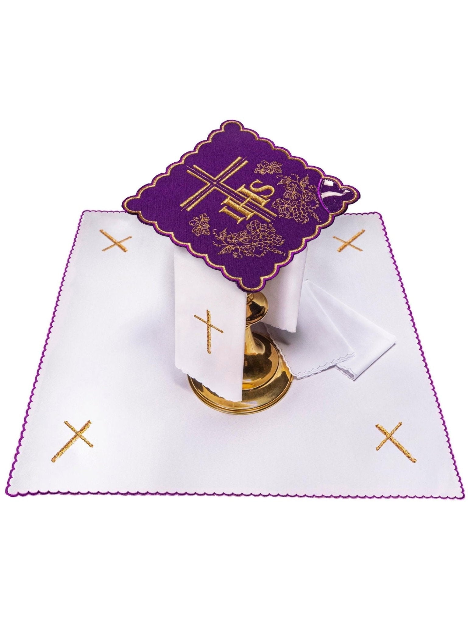 Juego de altar morado con bordado IHS KK/156/03 - CASULLAS.ES