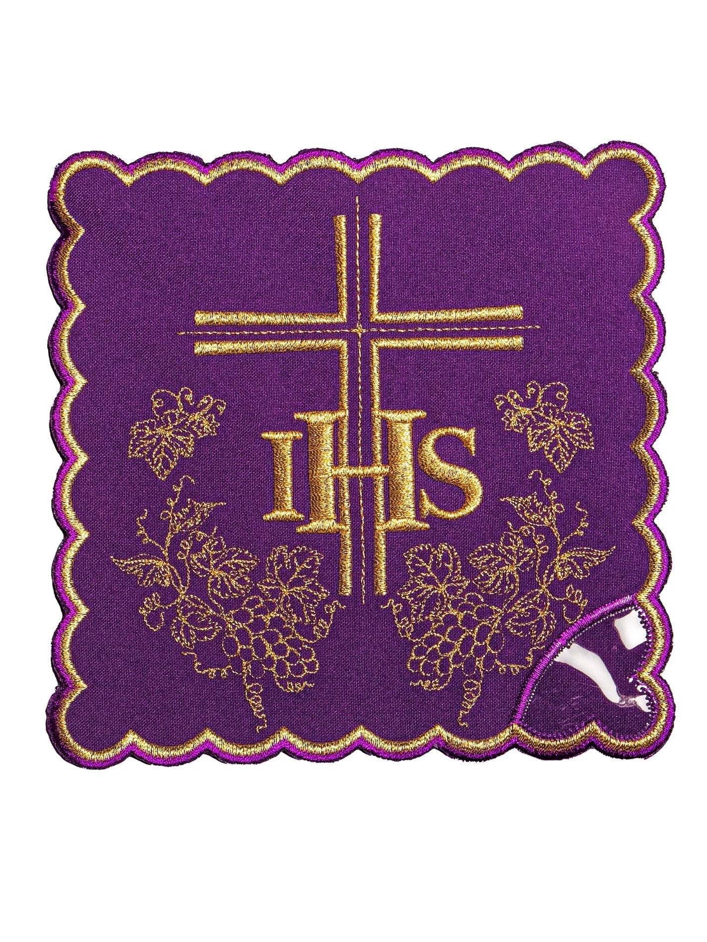 Juego de altar morado con bordado IHS KK/156/03 - CASULLAS.ES