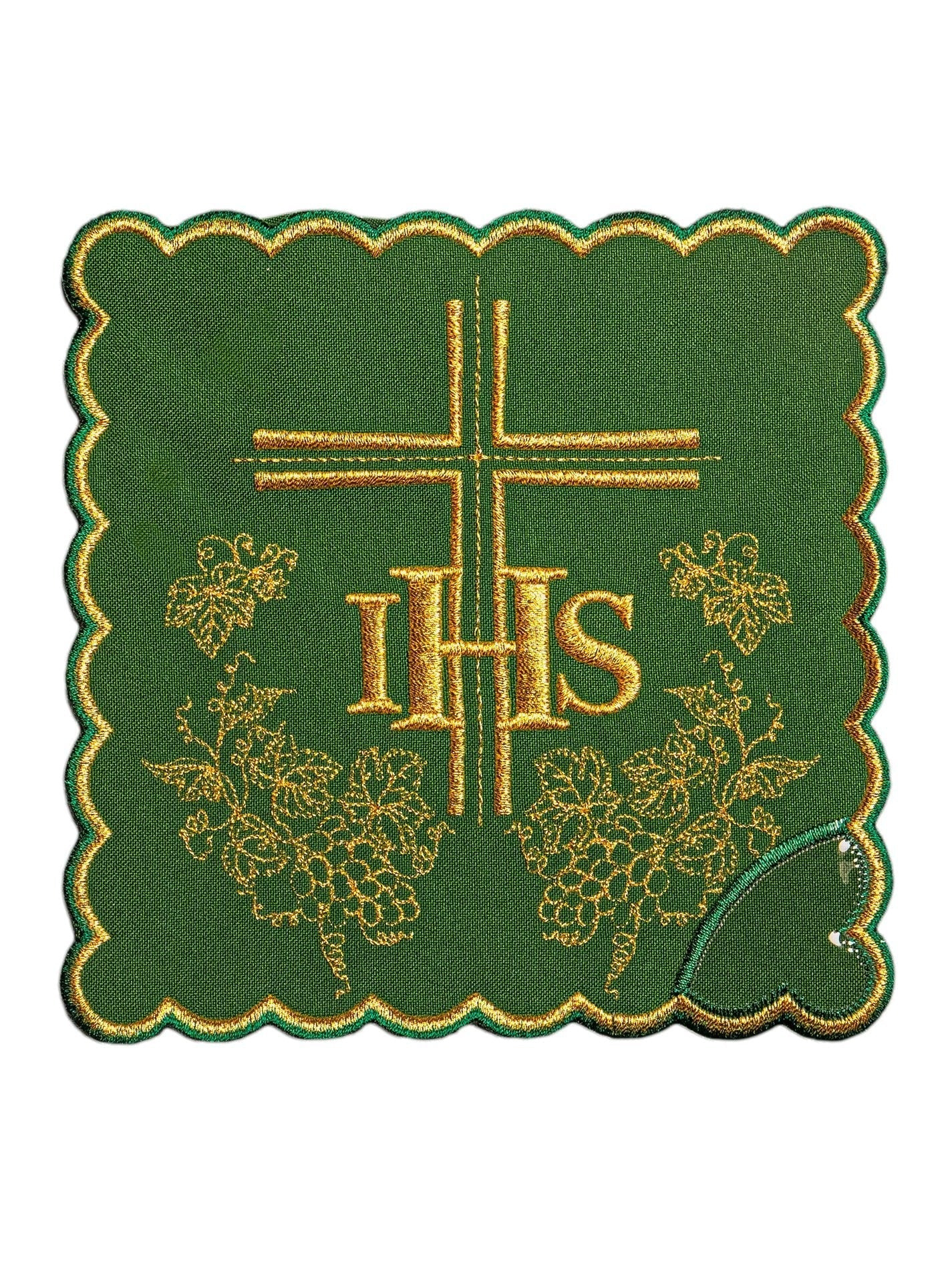 Juego de altar verde con bordado IHS KK/156/01 - CASULLAS.ES