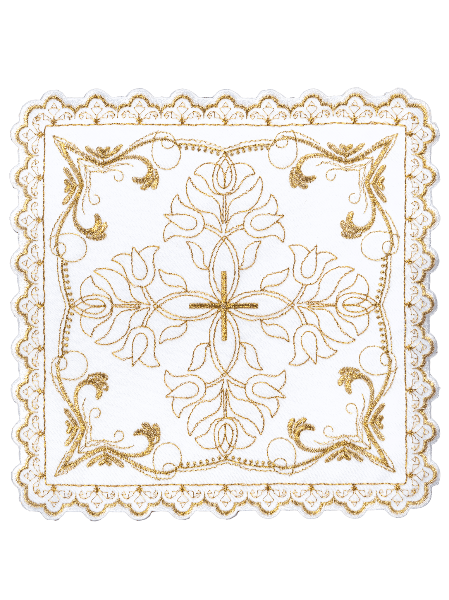 Juego de copa con motivo de cruz con bordado floral decorativo S - 5557 - CASULLAS.ES