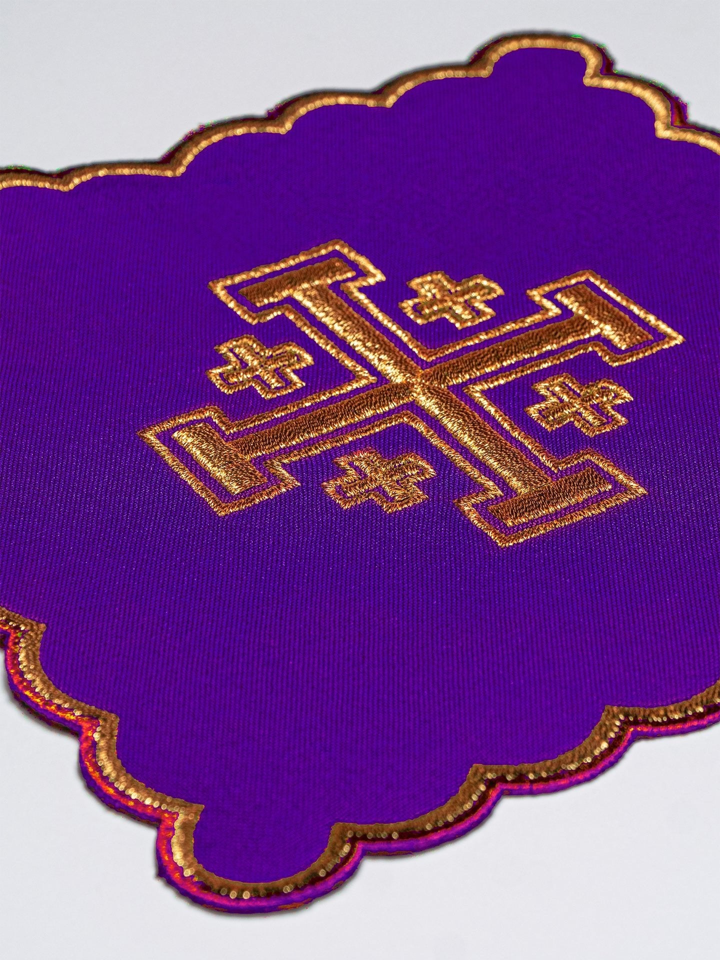 Juego de palias con bordado de la cruz de Jerusalén en cuatro colores litúrgicos KPA4/030 18*18 - CASULLAS.ES