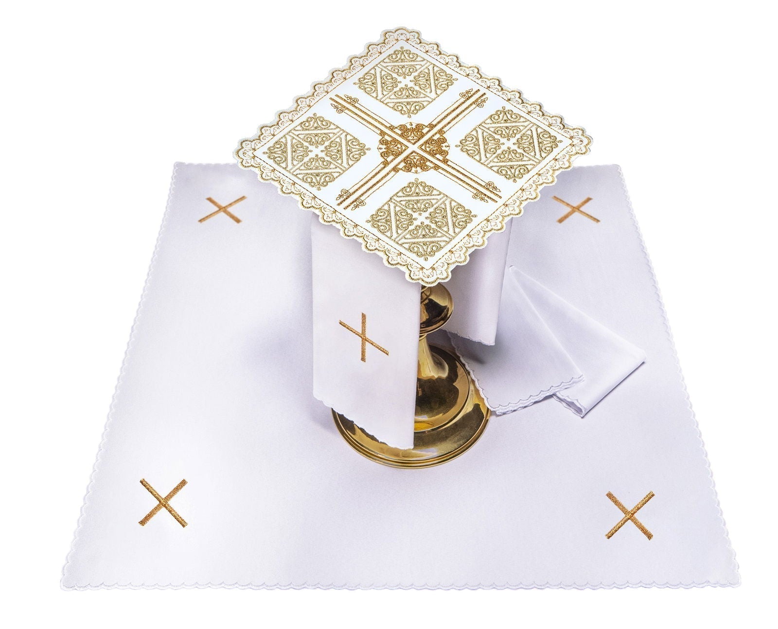 Juego de tazas con motivo de cruz con bordado decorativo S - 5558 - CASULLAS.ES