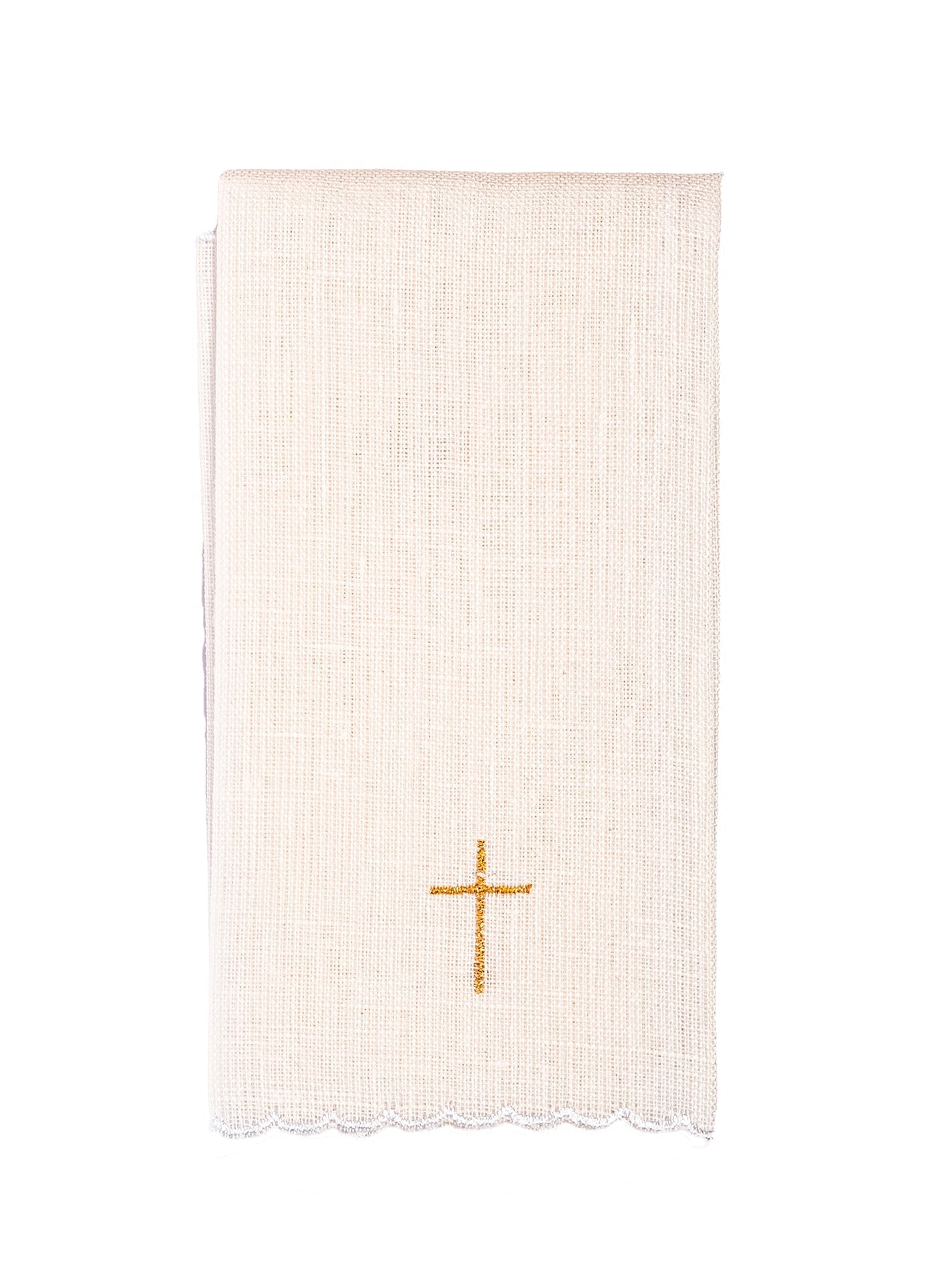 Purificador lino con bordado cruz KPUL/100 25*48cm. LEN - CASULLAS.ES
