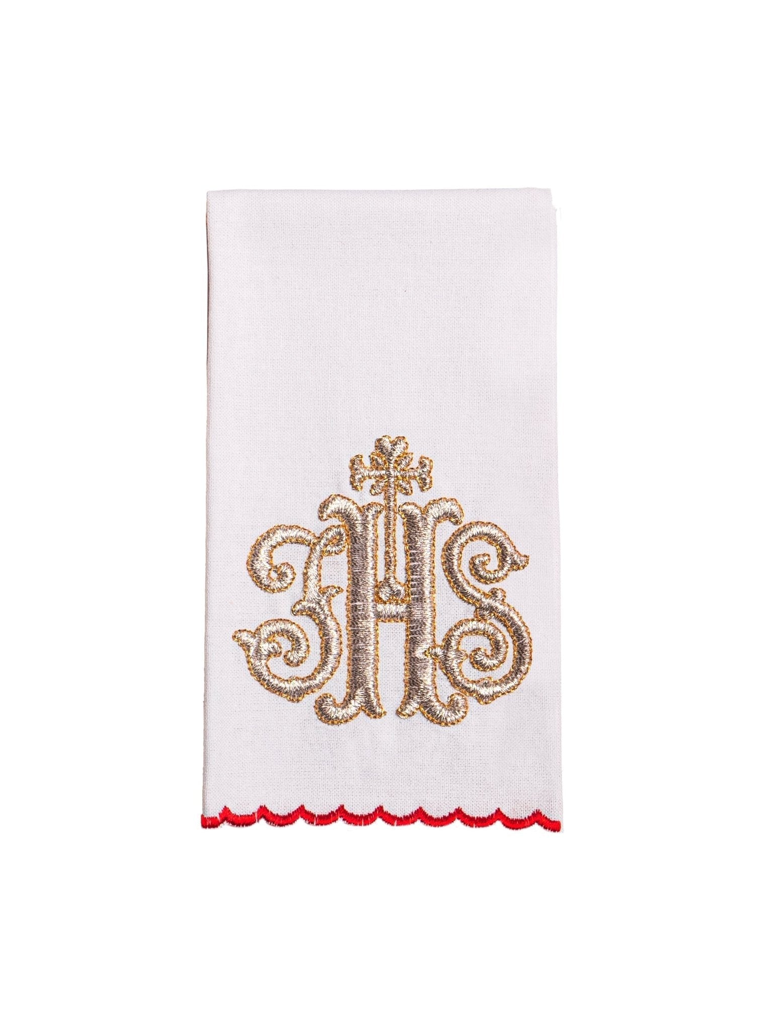 Servicio de altar bordado IHS, palia roja KK/072/02 - CASULLAS.ES