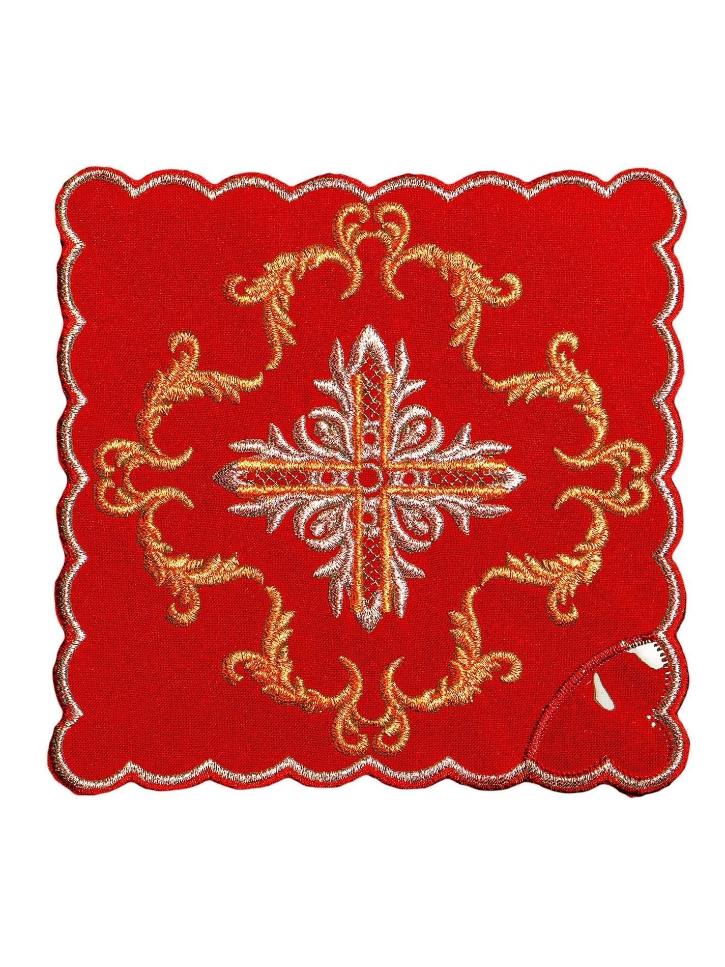 Servicio de altar rojo con cruz bordada KK/151/02 - CASULLAS.ES