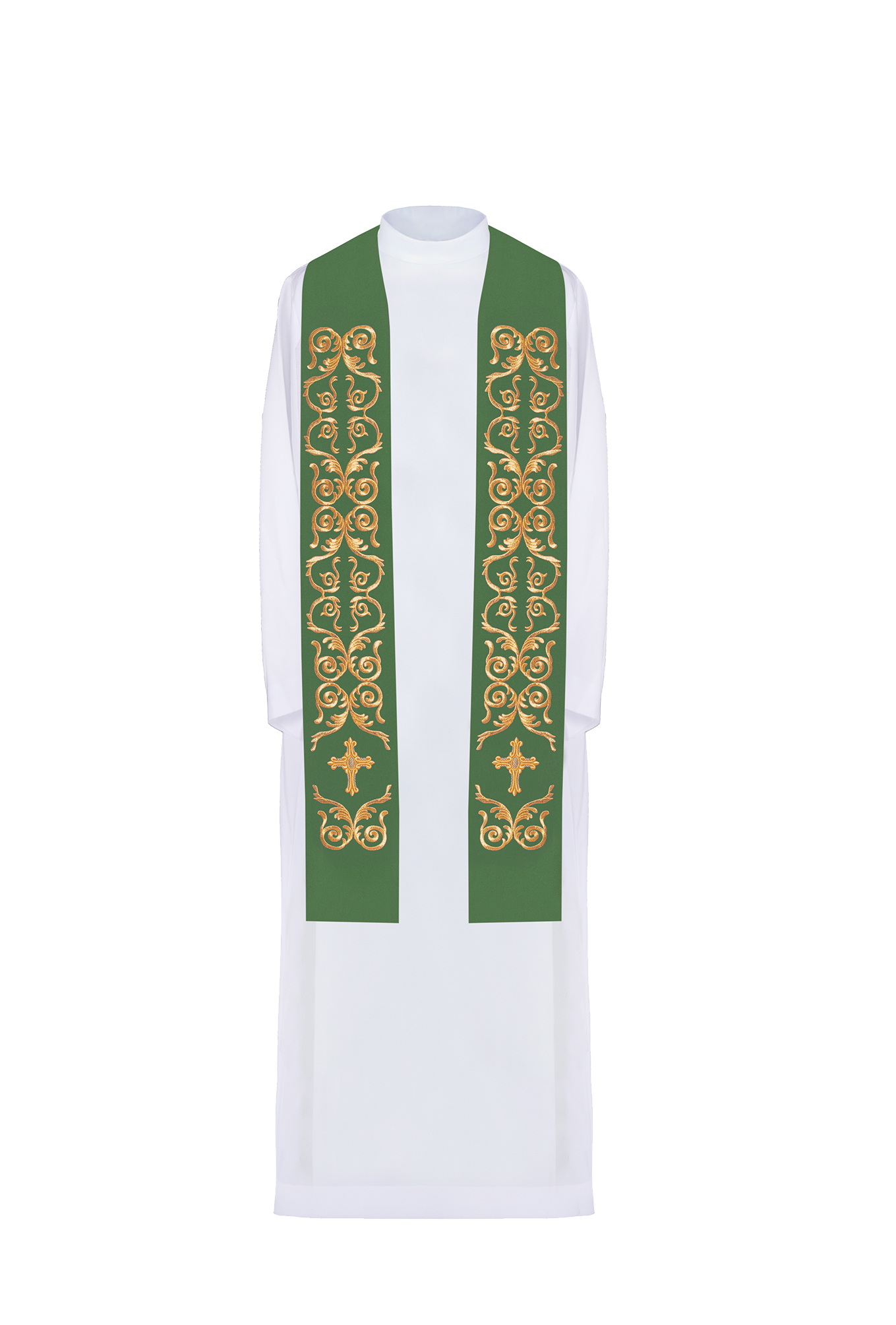 Estola verde con bordado Cruz