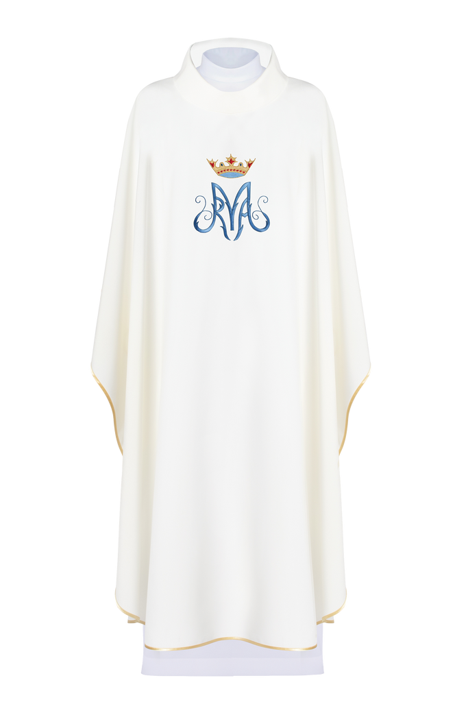 Casulla Mariana marfil con bordado - CASULLAS.ES