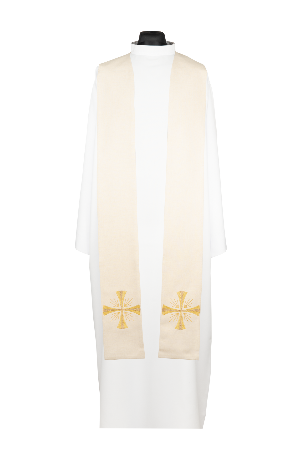 Stuła kapłańska haftowana Krzyż ecru - ORNATY.PL