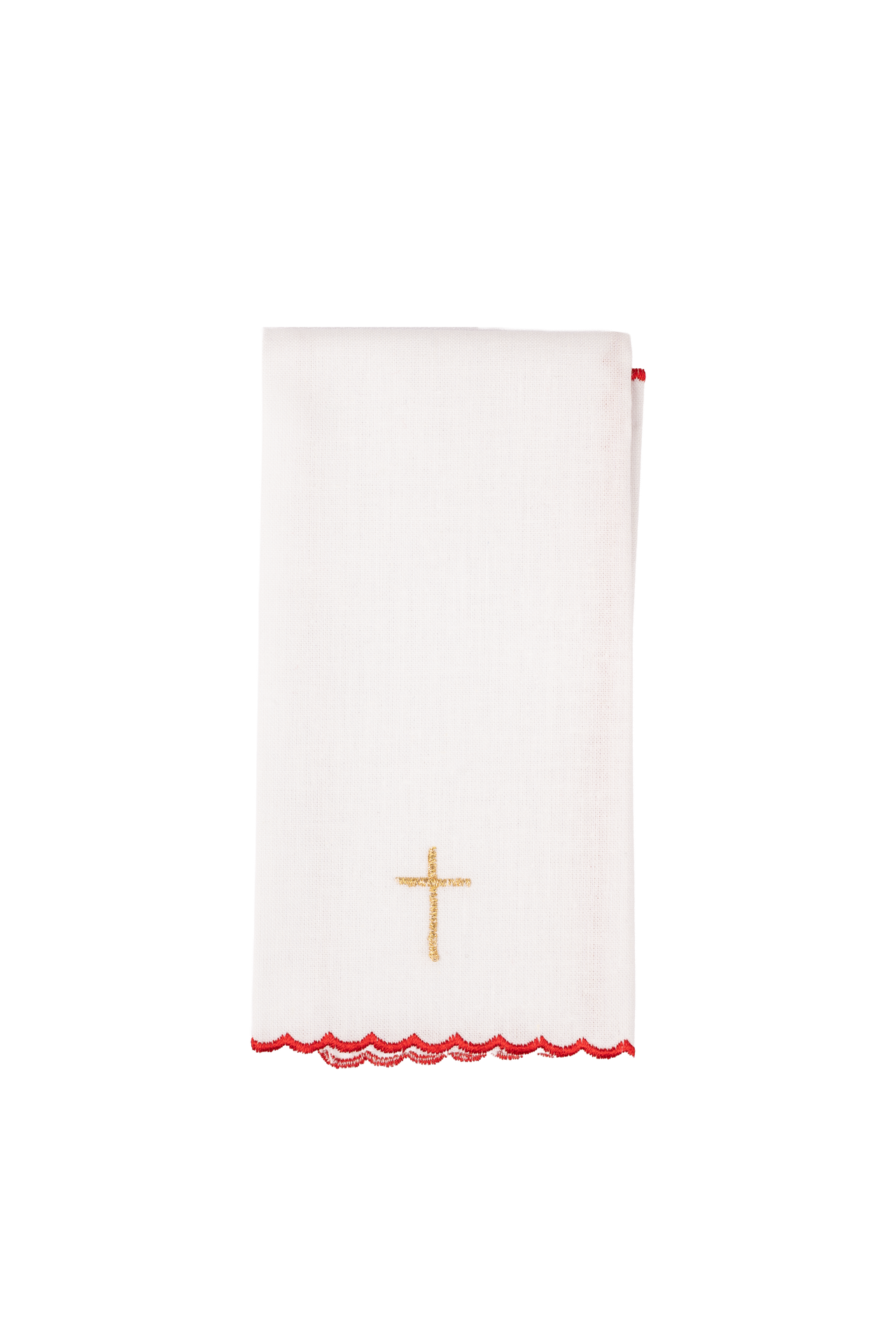Komplet kielichowy haftowany z motywem krzyża czerwony - ORNATY.PL