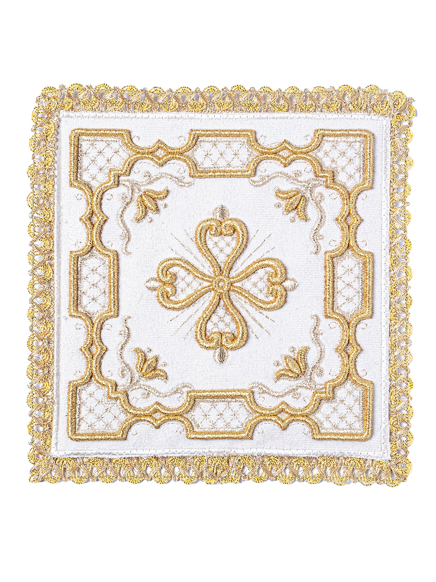 Servicio de altar bordado de terciopelo color ecru