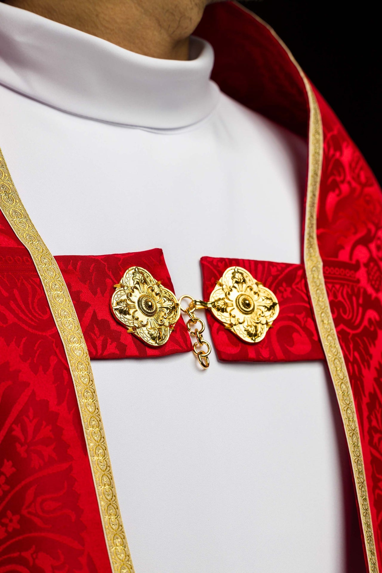 Capa pluvial romana de tejido jacquard lisa roja