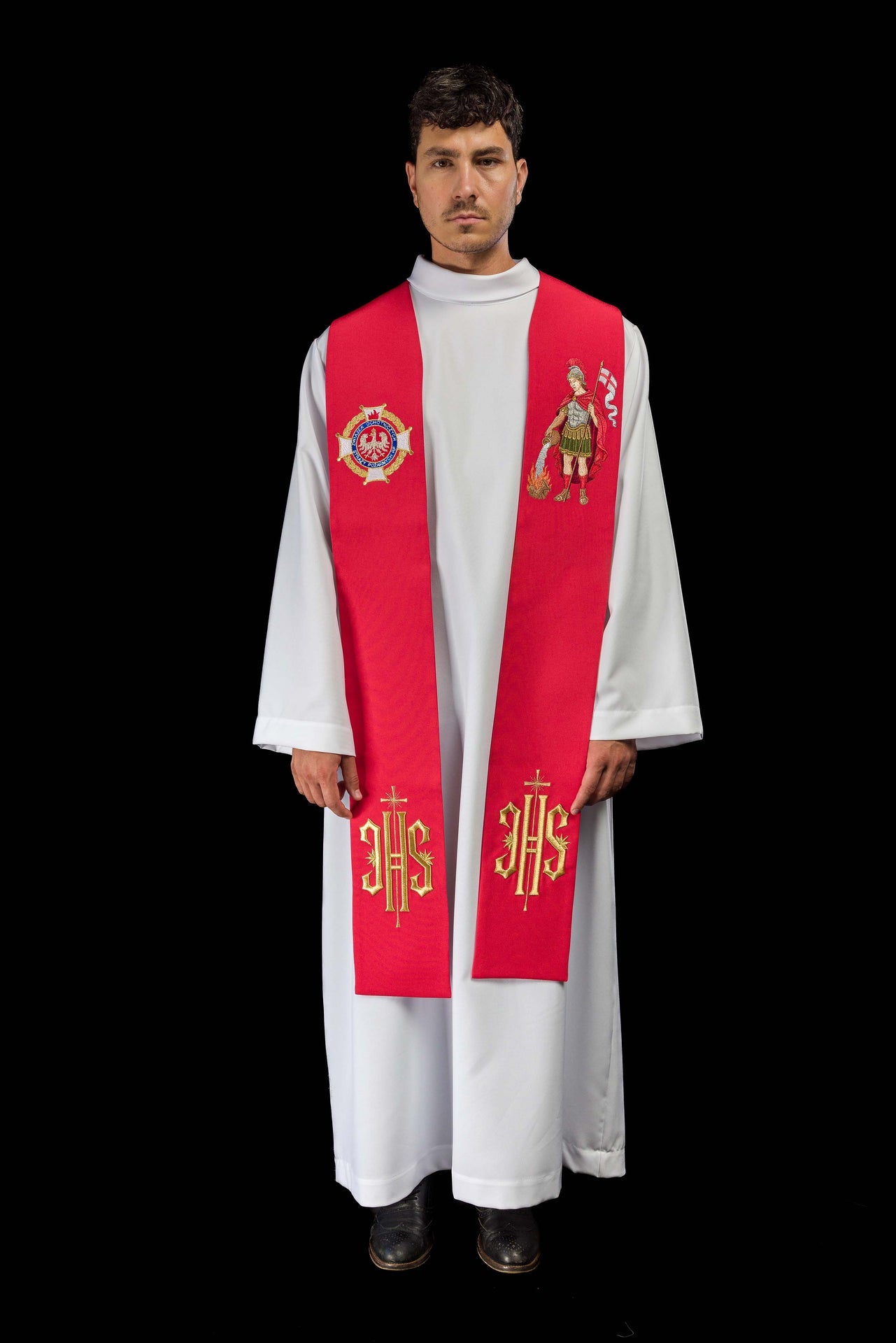 Estola bordada con la imagen de San Floriano
