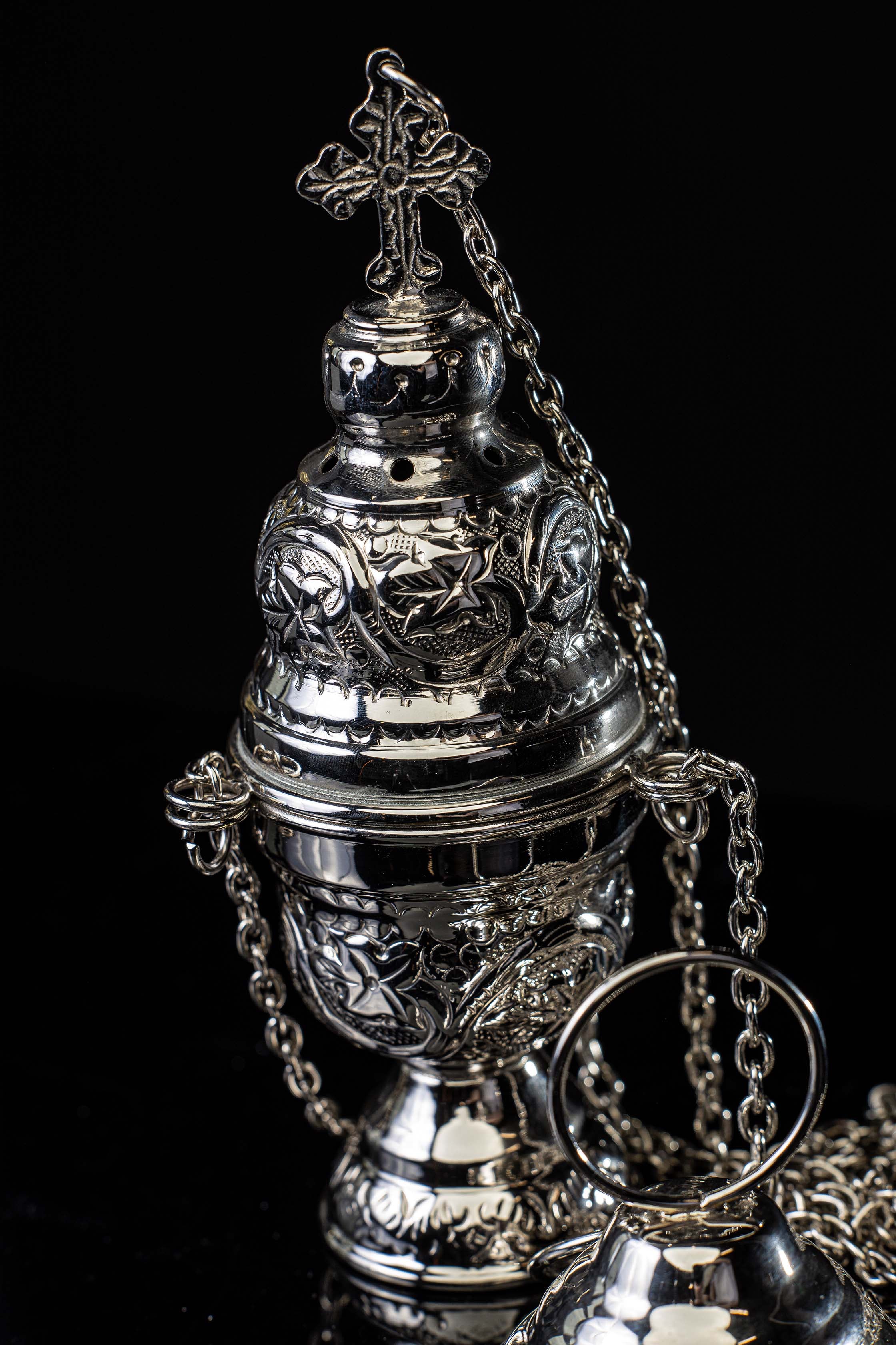 Incensario - latón - níquel - 19 cm