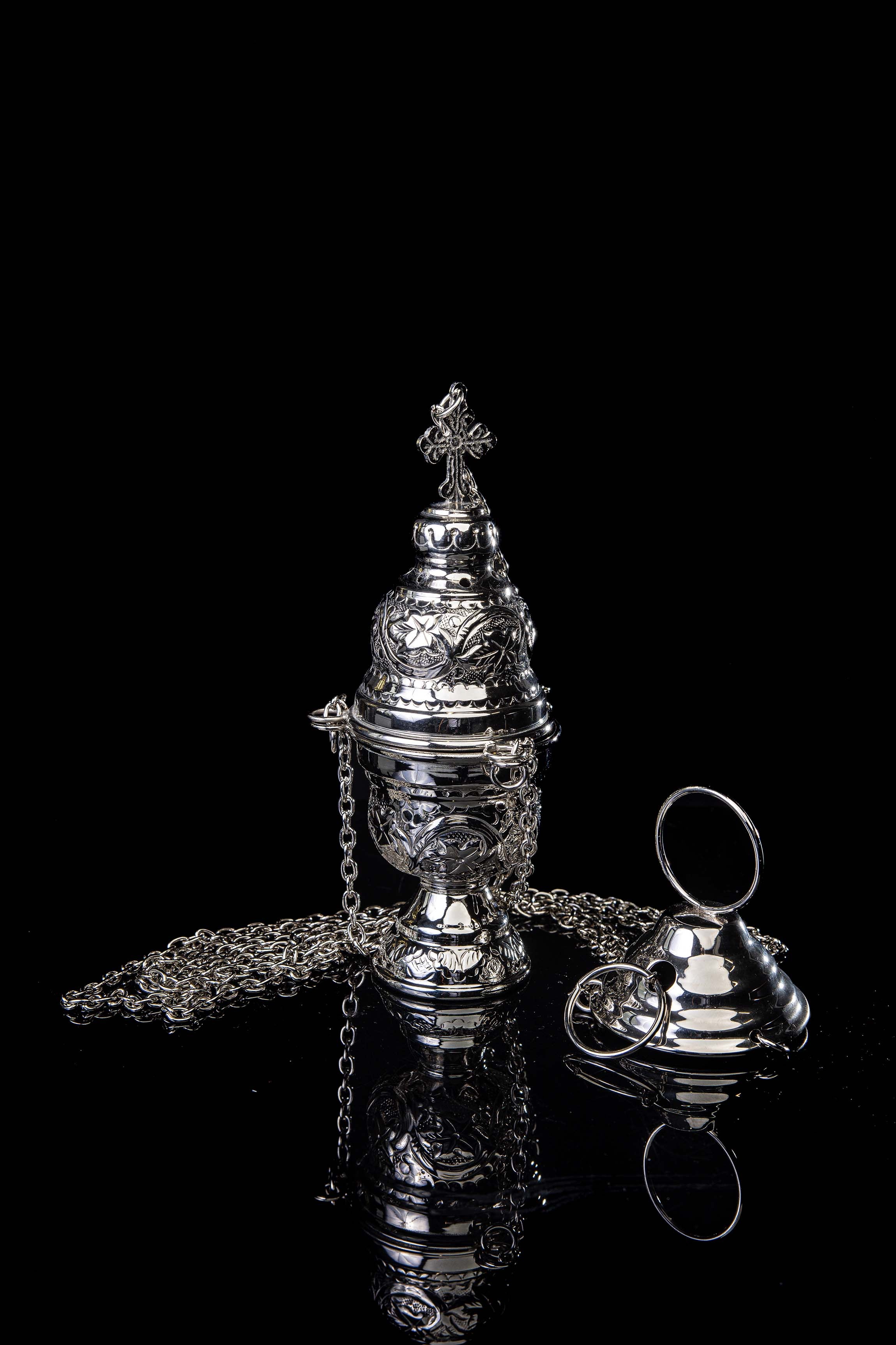 Incensario - latón - níquel - 19 cm