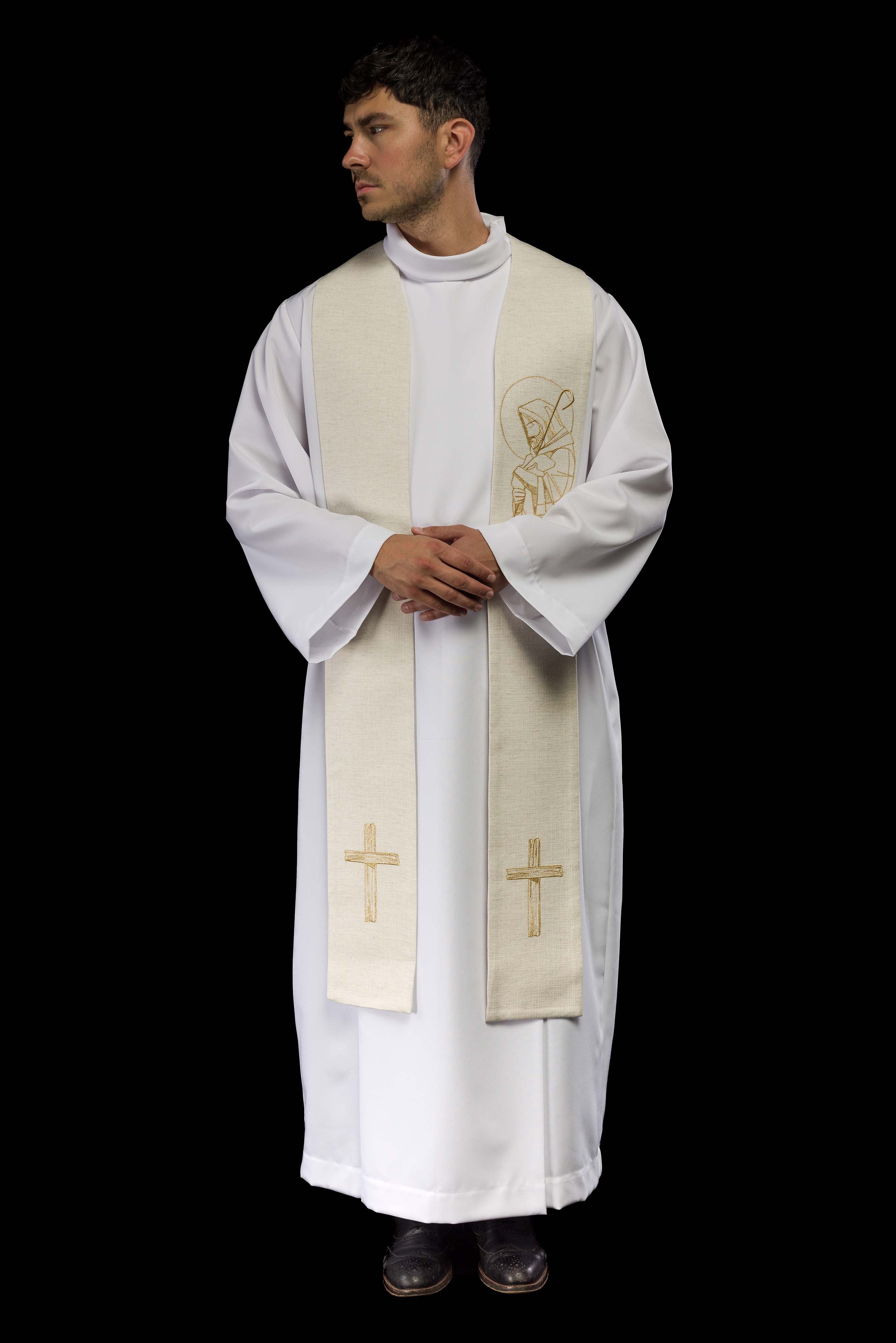 Estola bordada “Jesús el Buen Pastor” ecru