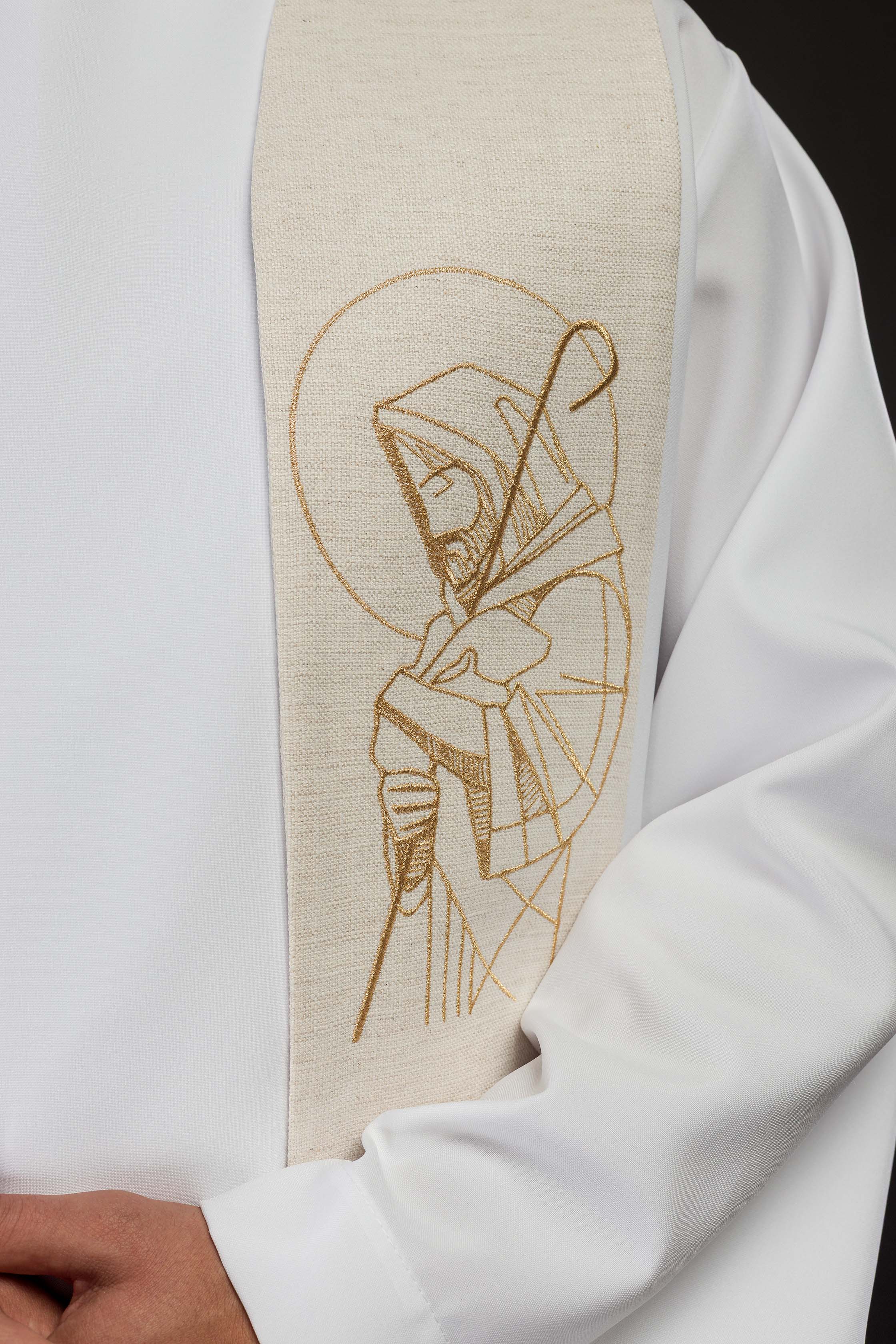Estola bordada “Jesús el Buen Pastor” ecru