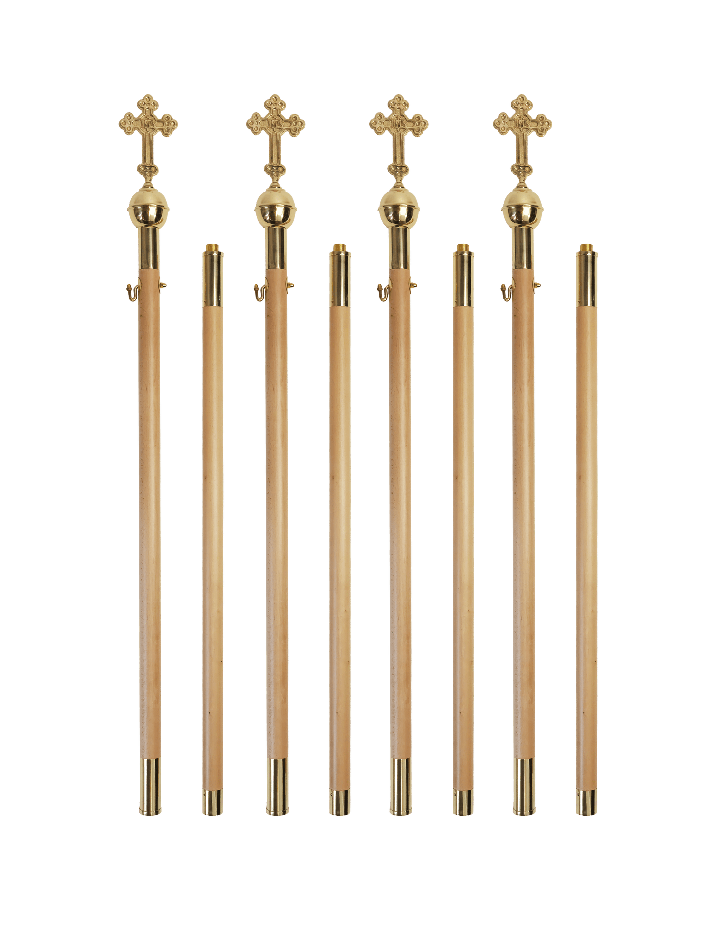 Astas de madera clara para palio procesional, 4 piezas DRZ/006 - CASULLAS.ES