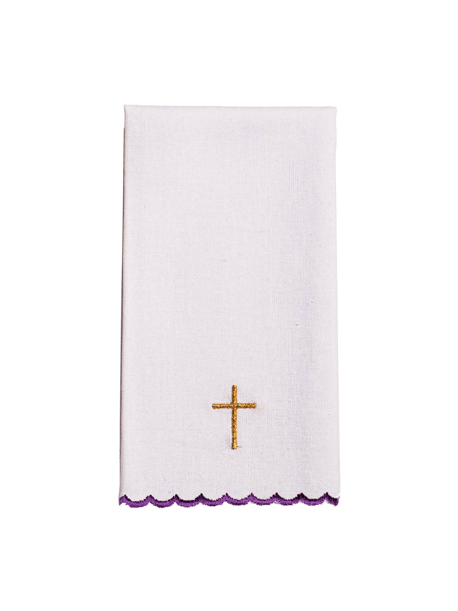 Servicio de altar morado con cruz bordada