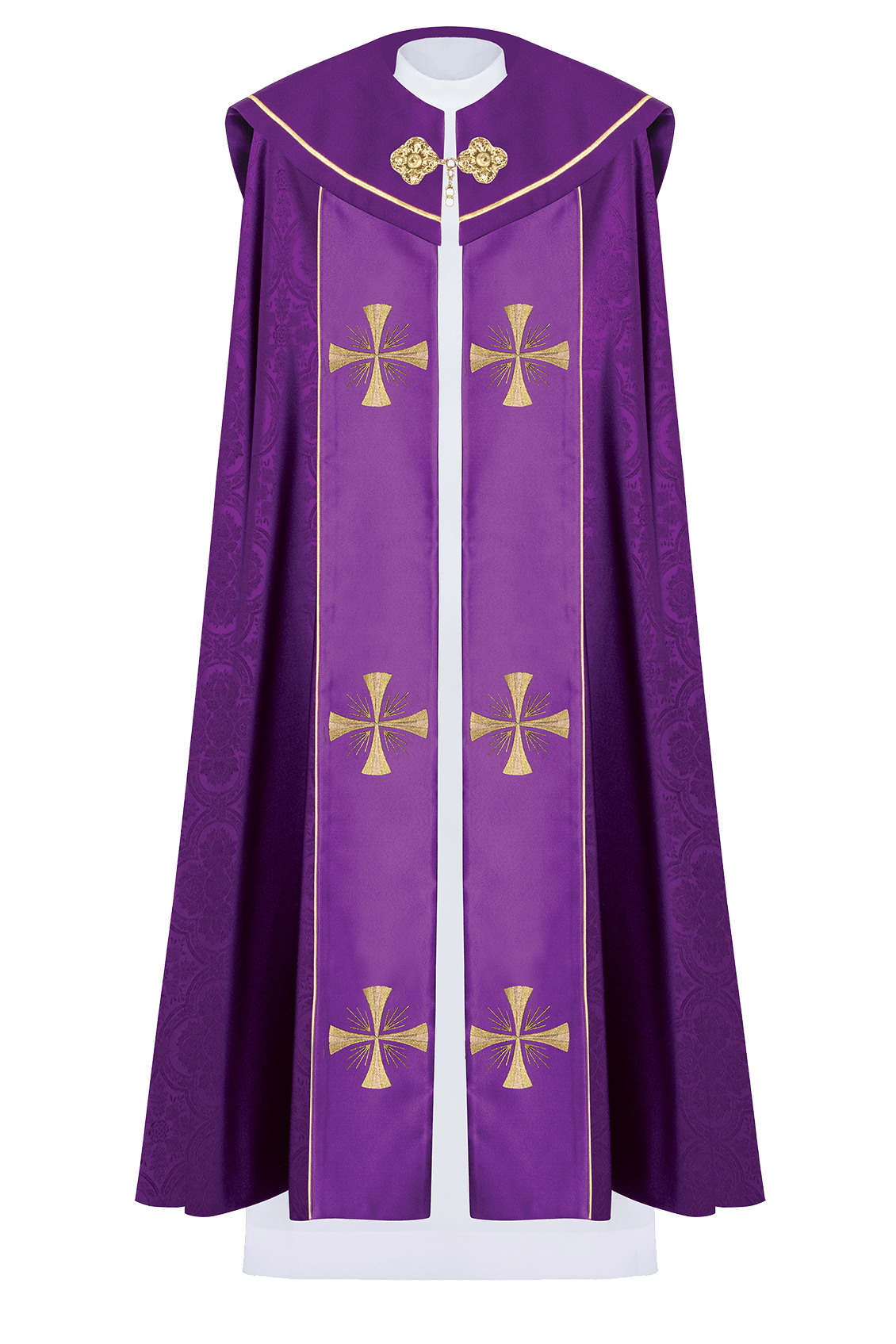 Capa litúrgica violeta con IHS dorado KDT/3047/03/20 145CM - CASULLAS.ES
