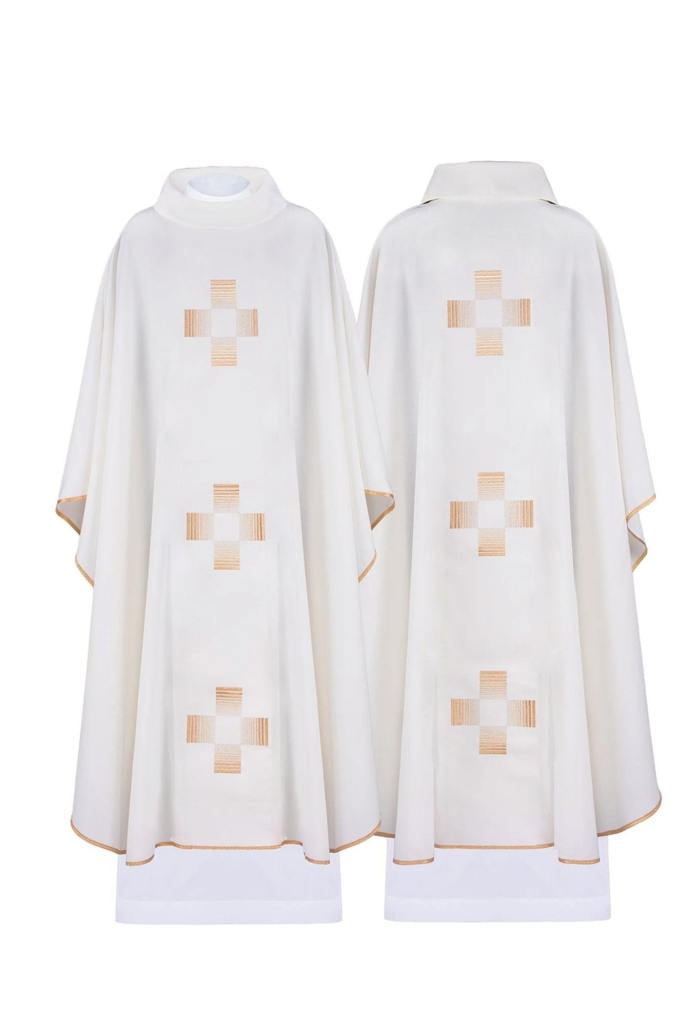 Casulla con cruces bordadas de oro HA7011 - 05 ECRU - CASULLAS.ES
