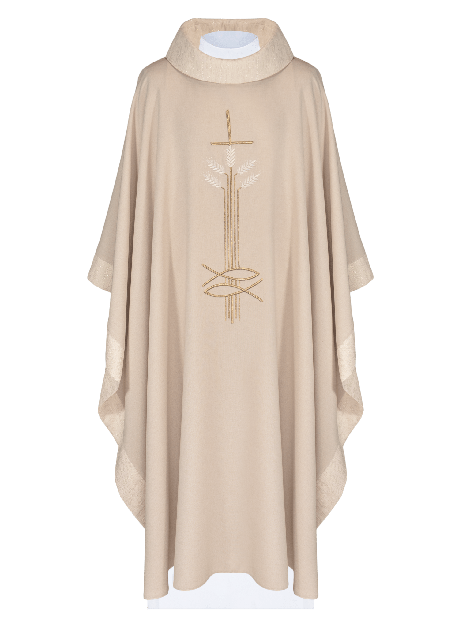 Casulla con motivo de cruz y pez S - 7063 - 05 - 70 - CASULLAS.ES
