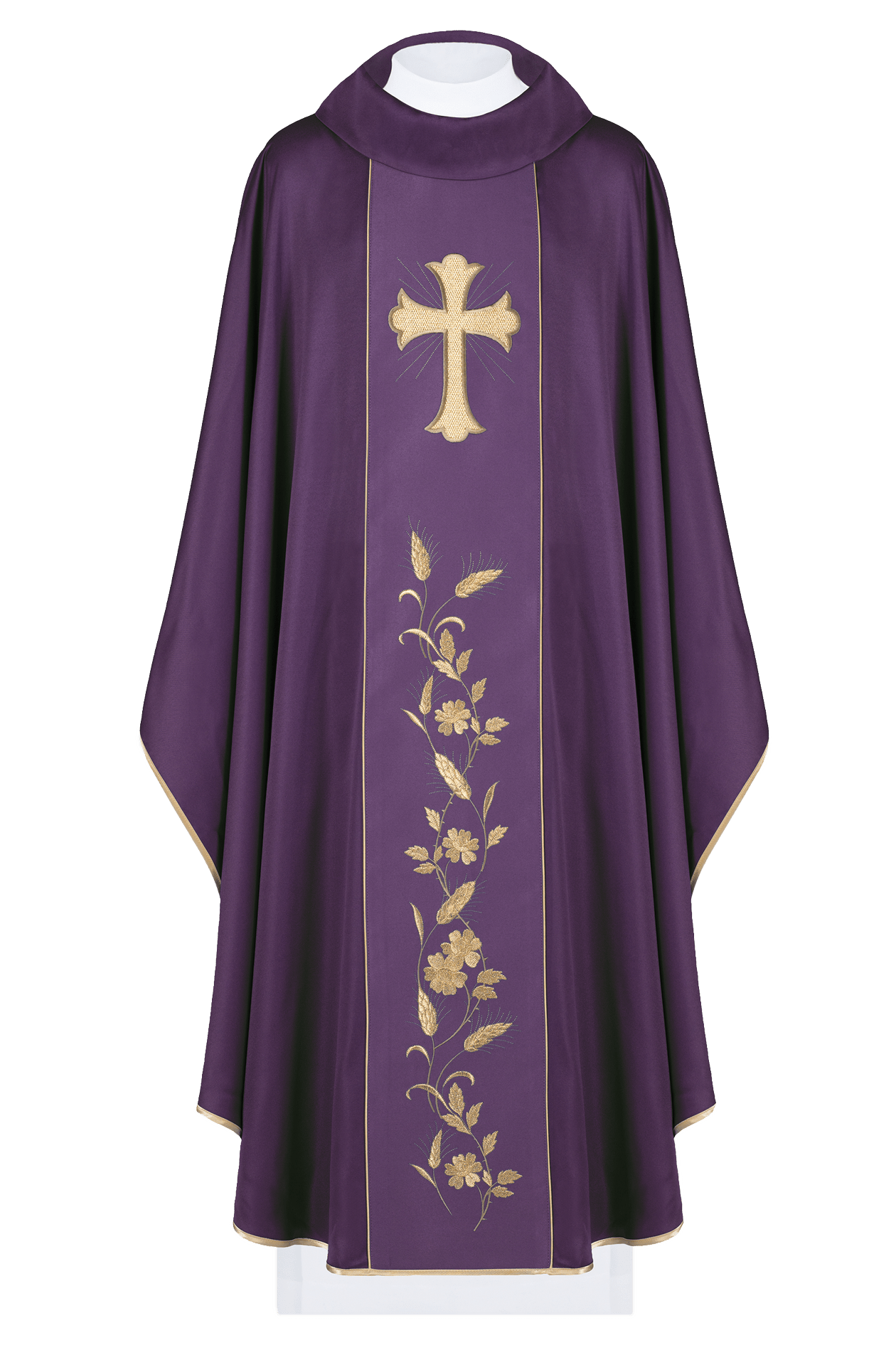 Casulla morada con bordado Cruz y Espigas KOR/375/03/53 FIOLET - CASULLAS.ES