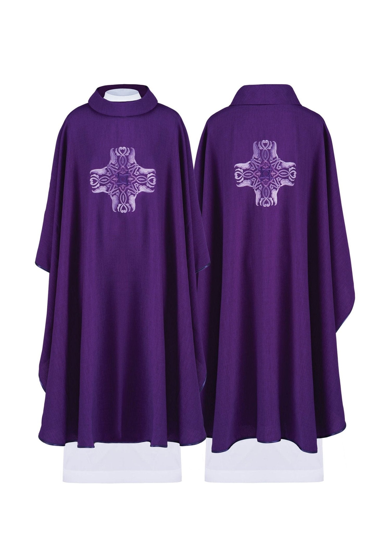 Casulla morada con Cruz bordado HA7035 - 03 FIOLET - CASULLAS.ES