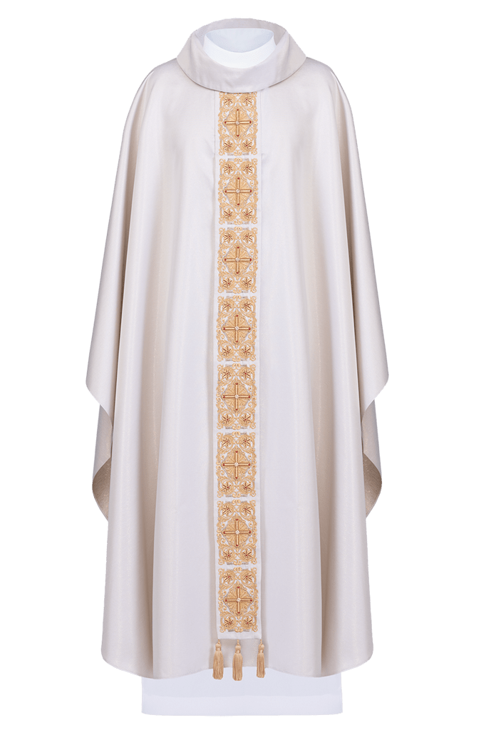 Casulla oro con ricamente bordado y piedras LE/7011/10 - CASULLAS.ES