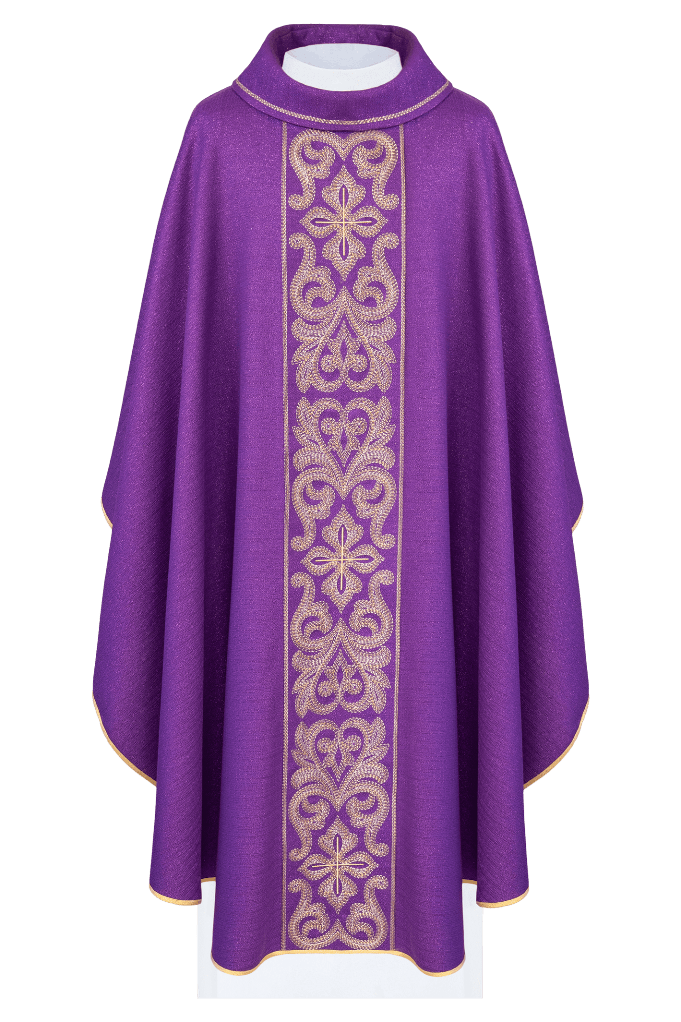 Casulla púrpura ricamente bordada con cruces LE/7028/03 - CASULLAS.ES