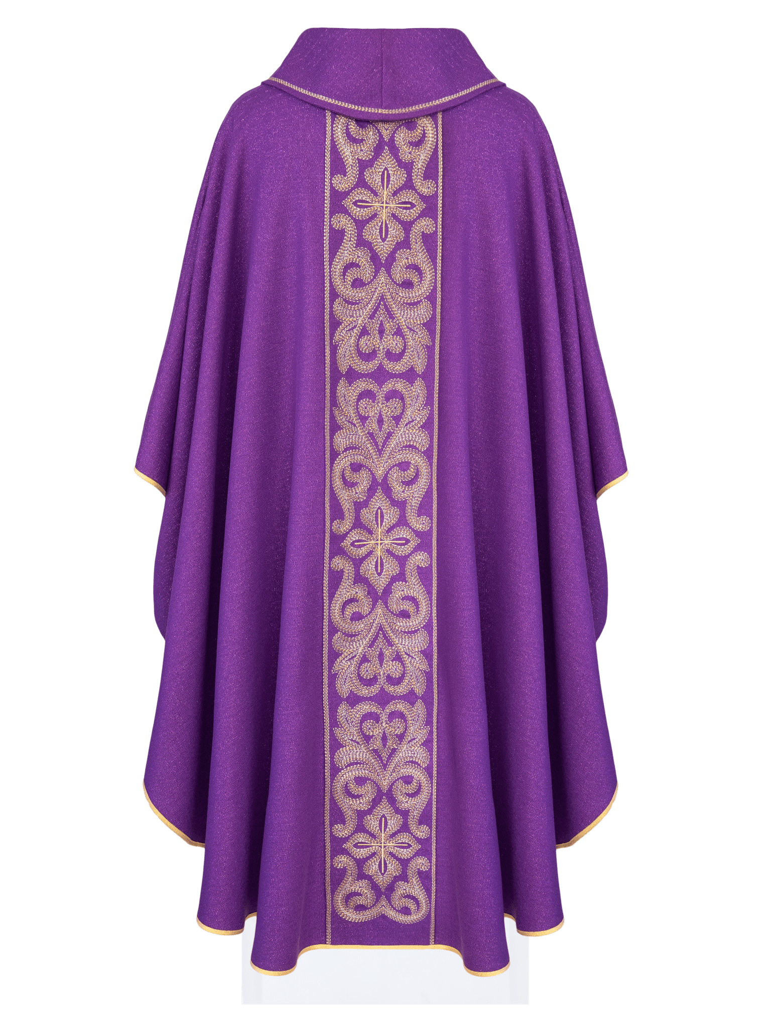 Casulla púrpura ricamente bordada con cruces LE/7028/03 - CASULLAS.ES