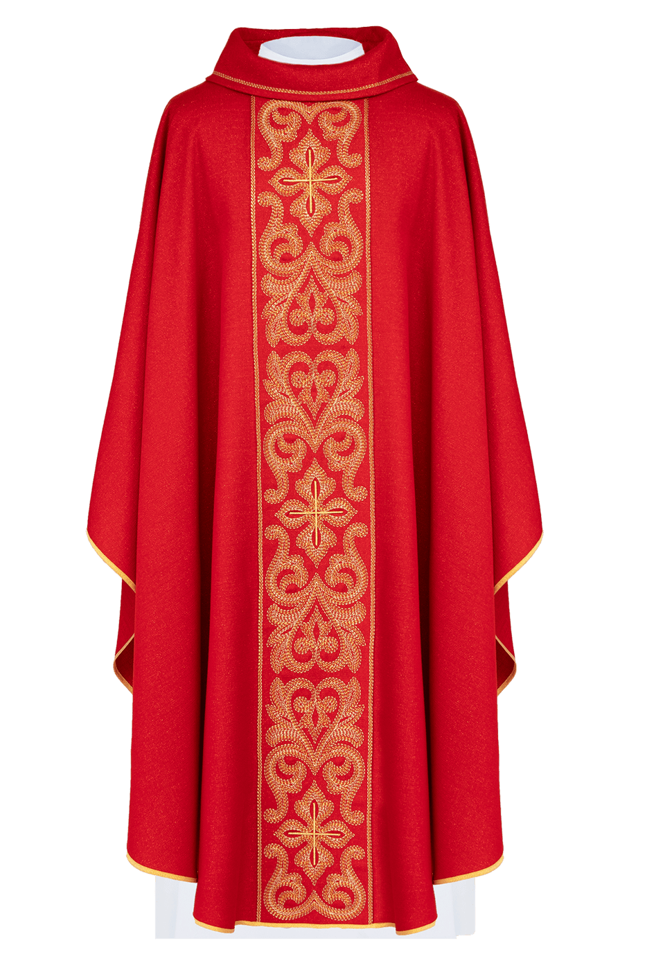 Casulla roja ricamente bordada con cruces LE/7028/02 - CASULLAS.ES