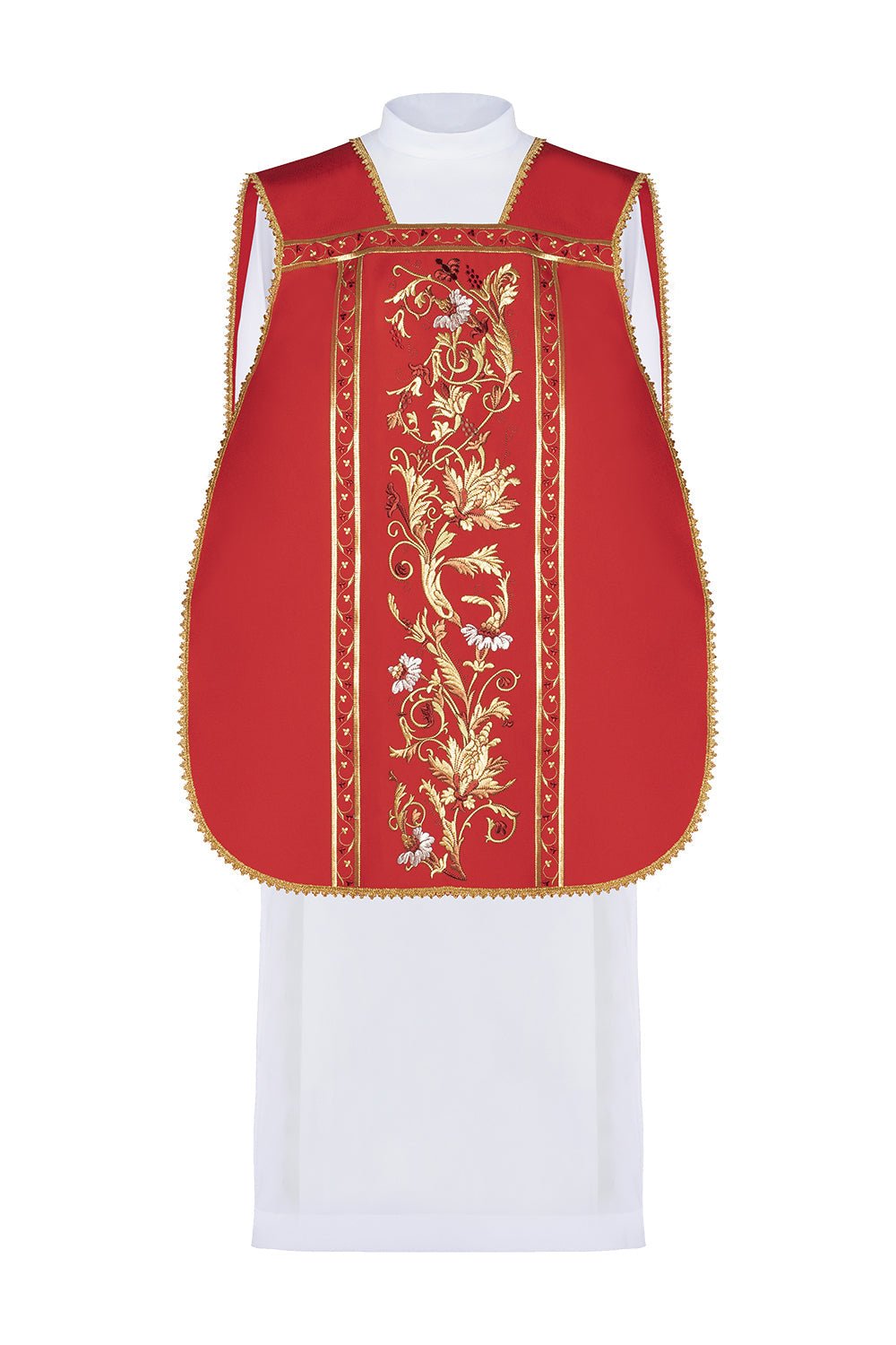 Casulla romana roja bordada con motivo de cáliz eucarístico KOR/198/02/01 CZERWONY - CASULLAS.ES