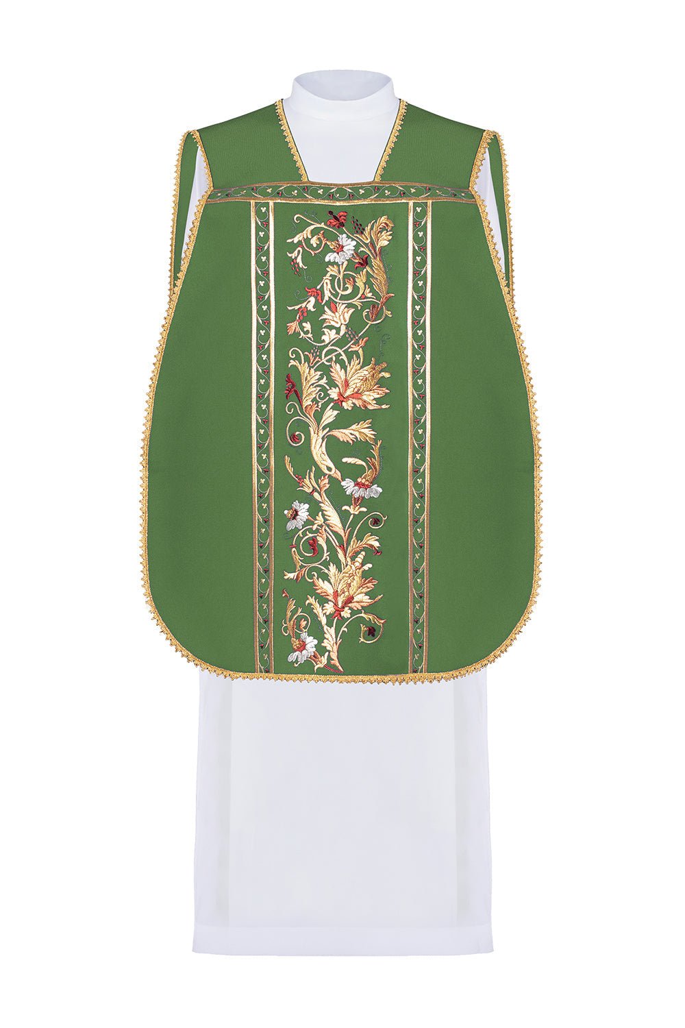 Casulla romana verde bordada con motivo de cáliz eucarístico KOR/198/01/01 ZIELONY - CASULLAS.ES