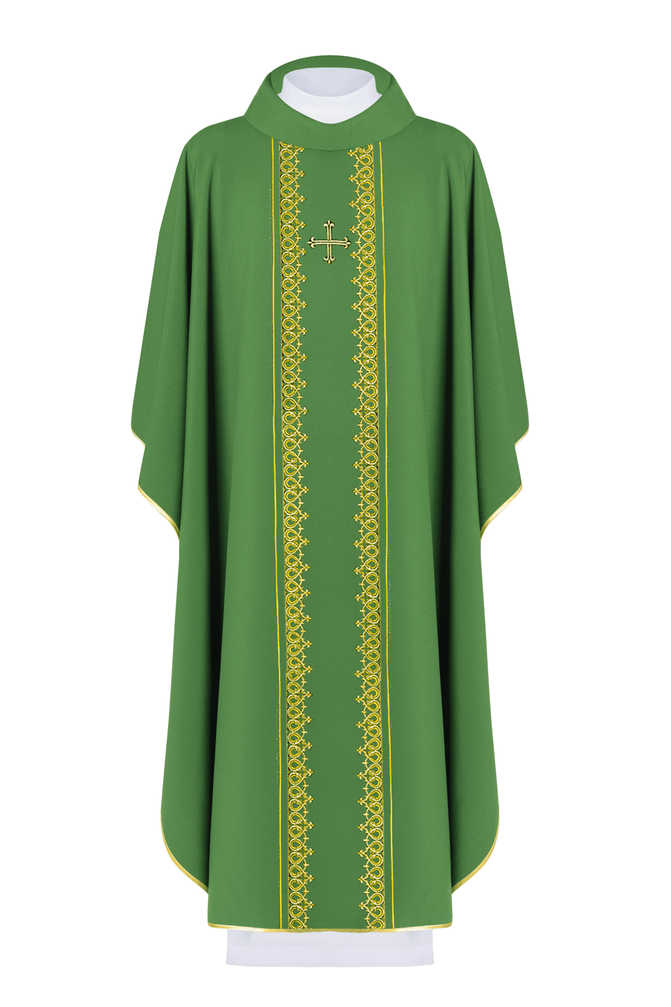Casulla verde con bordado Cruz pequeño KOR/272/01/54 - CASULLAS.ES