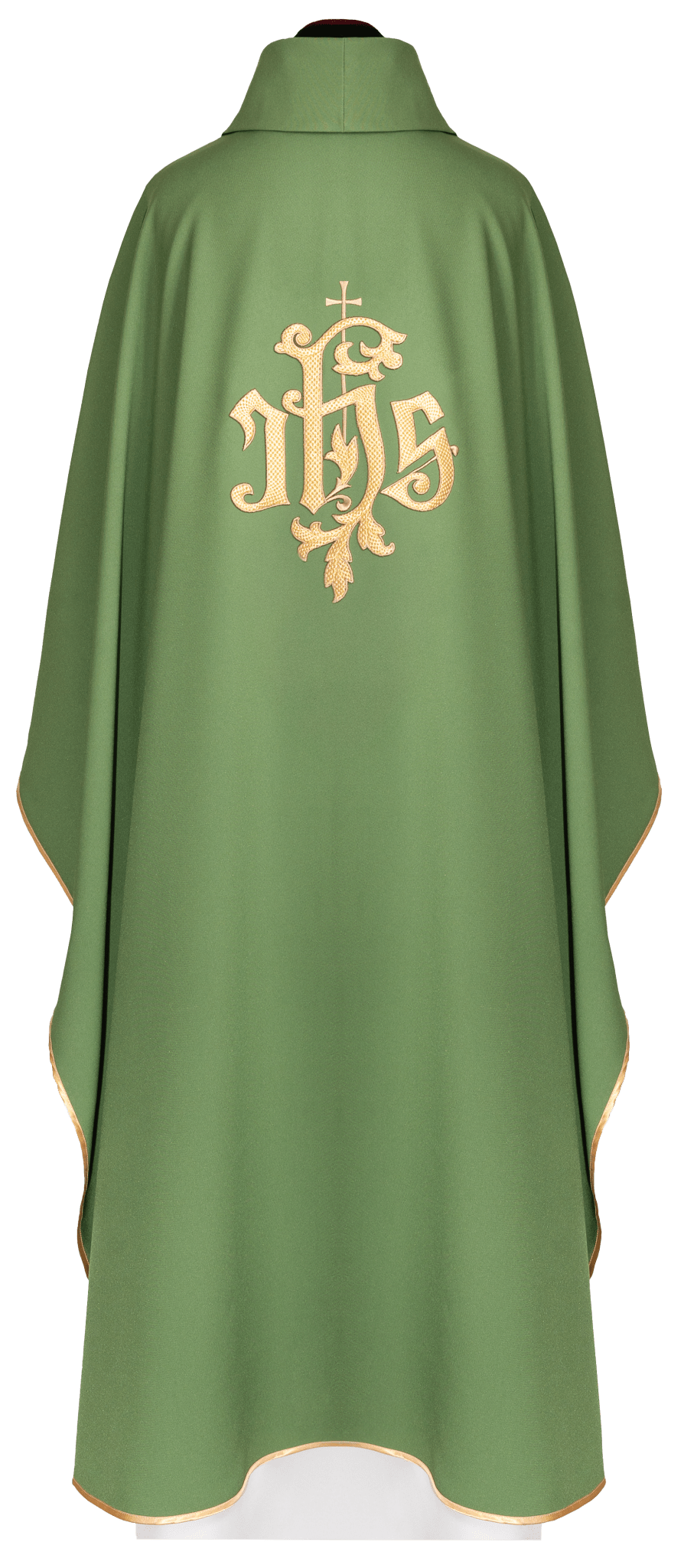 Casulla verde con bordado dorado del símbolo IHS KDT/7047/01/12 - CASULLAS.ES