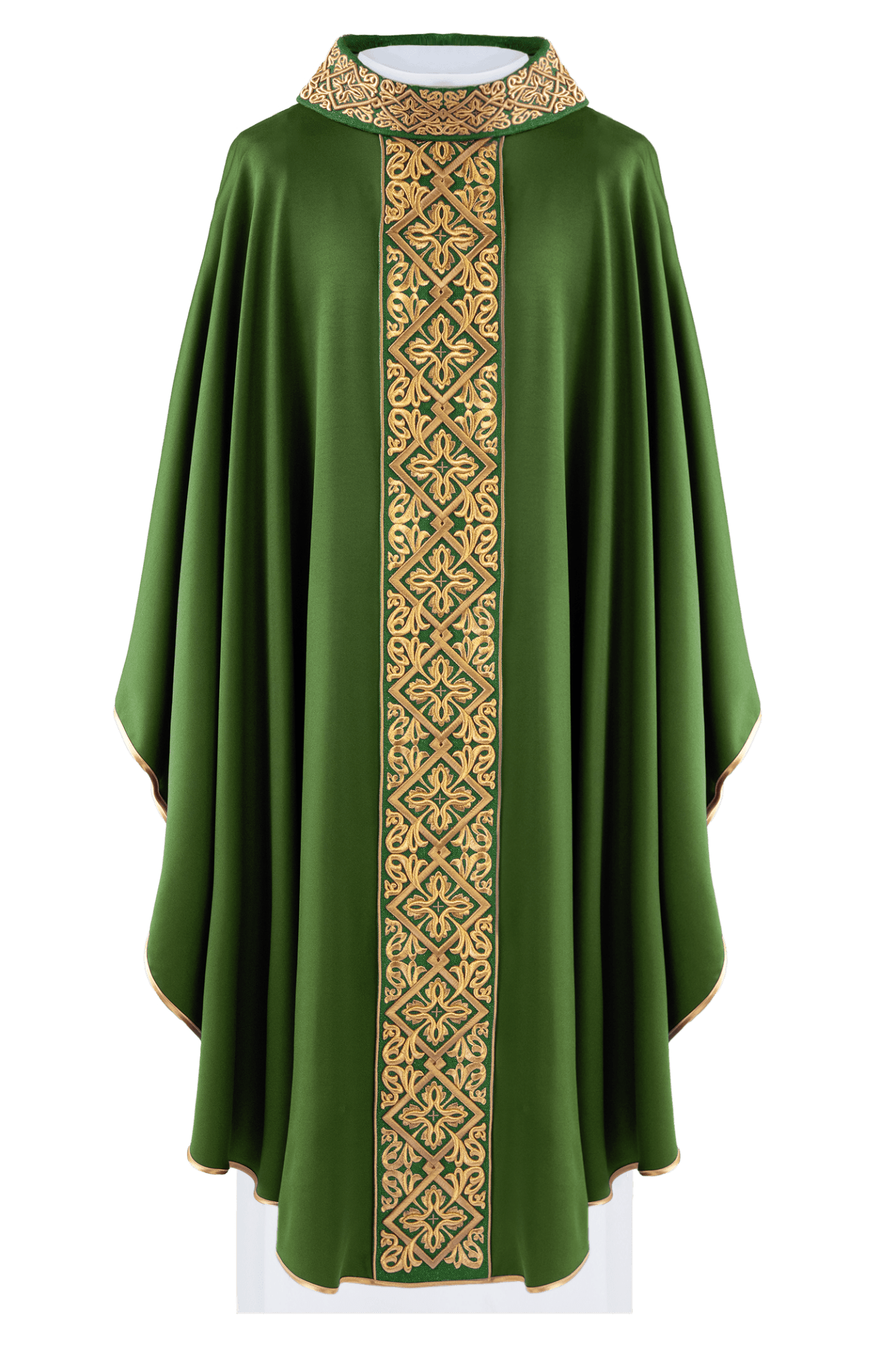 Casulla verde ricamente bordada con motivo floral y cruces LE/7027/01 - CASULLAS.ES