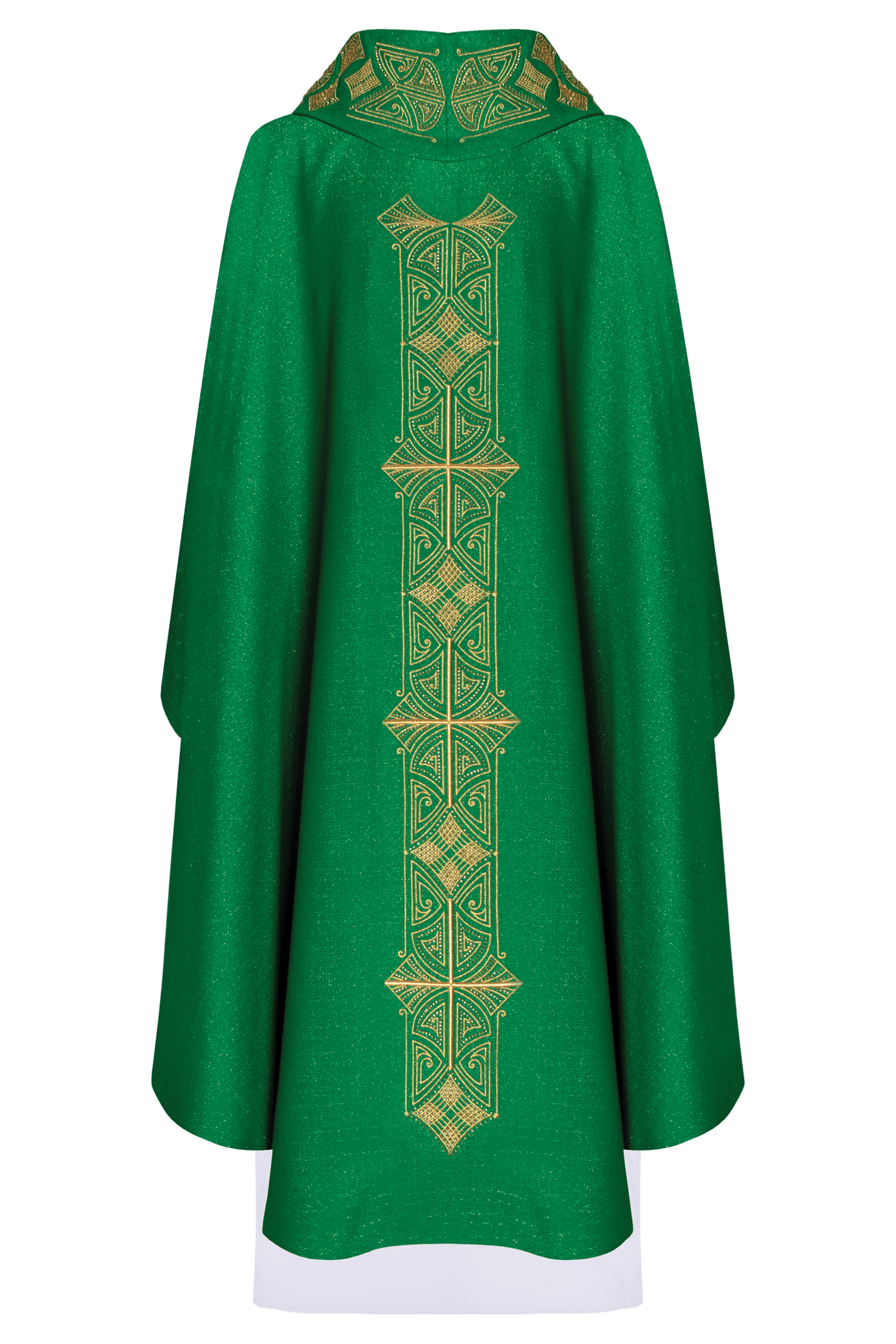 Casulla verde ricamente bordada; tela brillante LE/7022/01 - CASULLAS.ES
