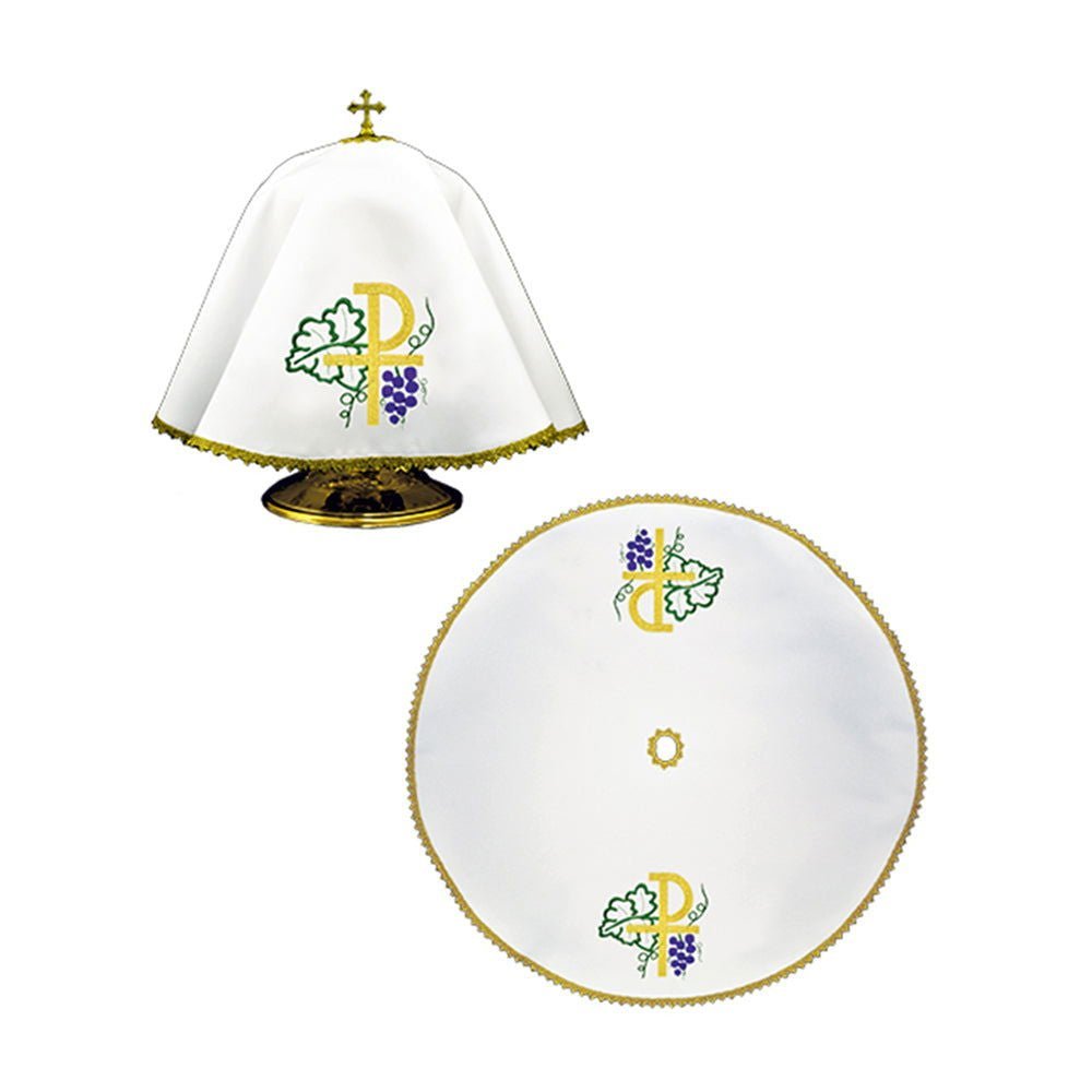 Cubre copón redondo con bordado dorado PAX KWE/002/O/04 53cm BIAŁY - CASULLAS.ES