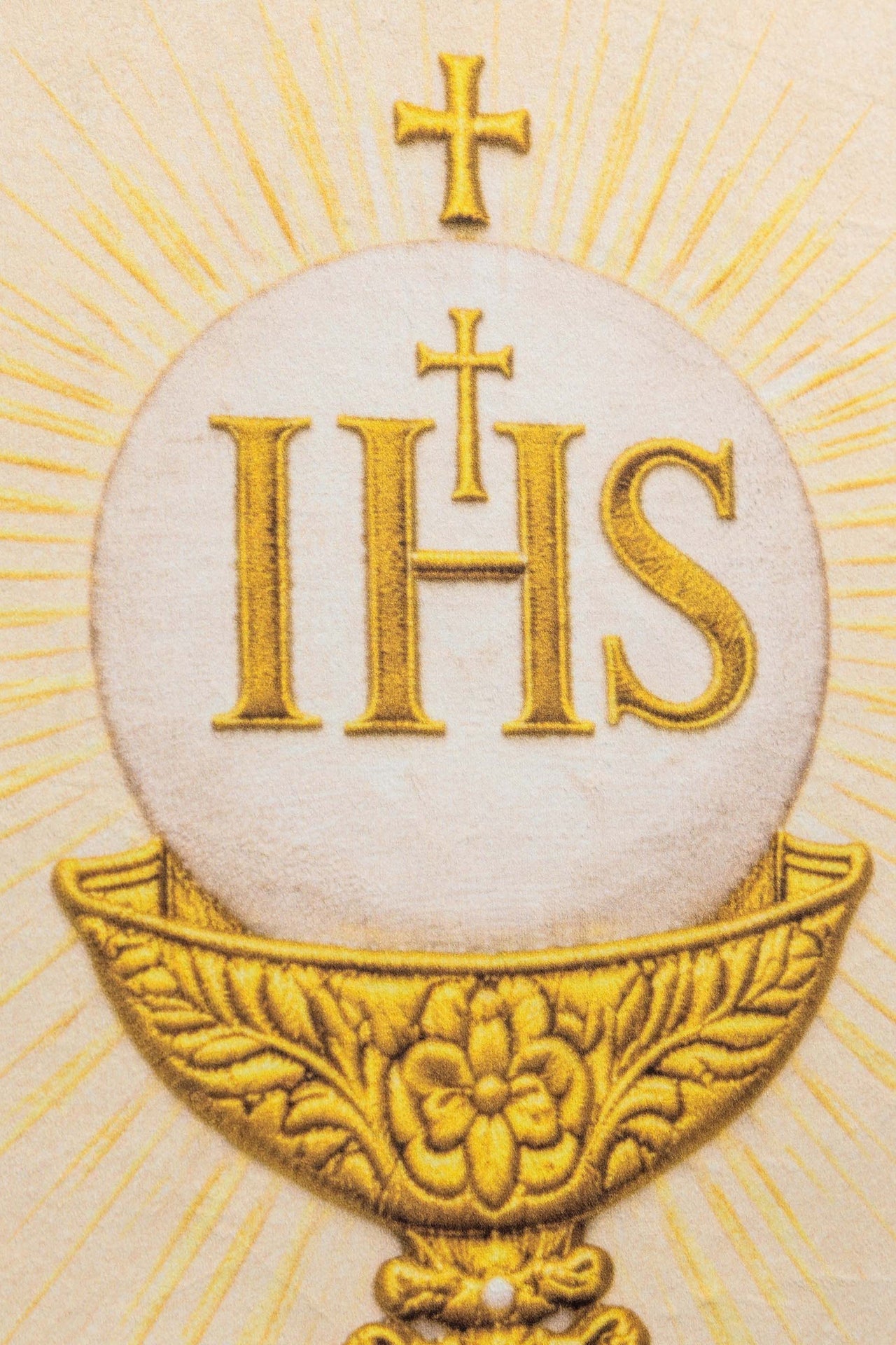 Estandarte litúrgico impreso por ambas caras con el Sagrado Corazón de Jesús y el Cáliz con IHS CHD/002/09-05/109 80*130 - CASULLAS.ES