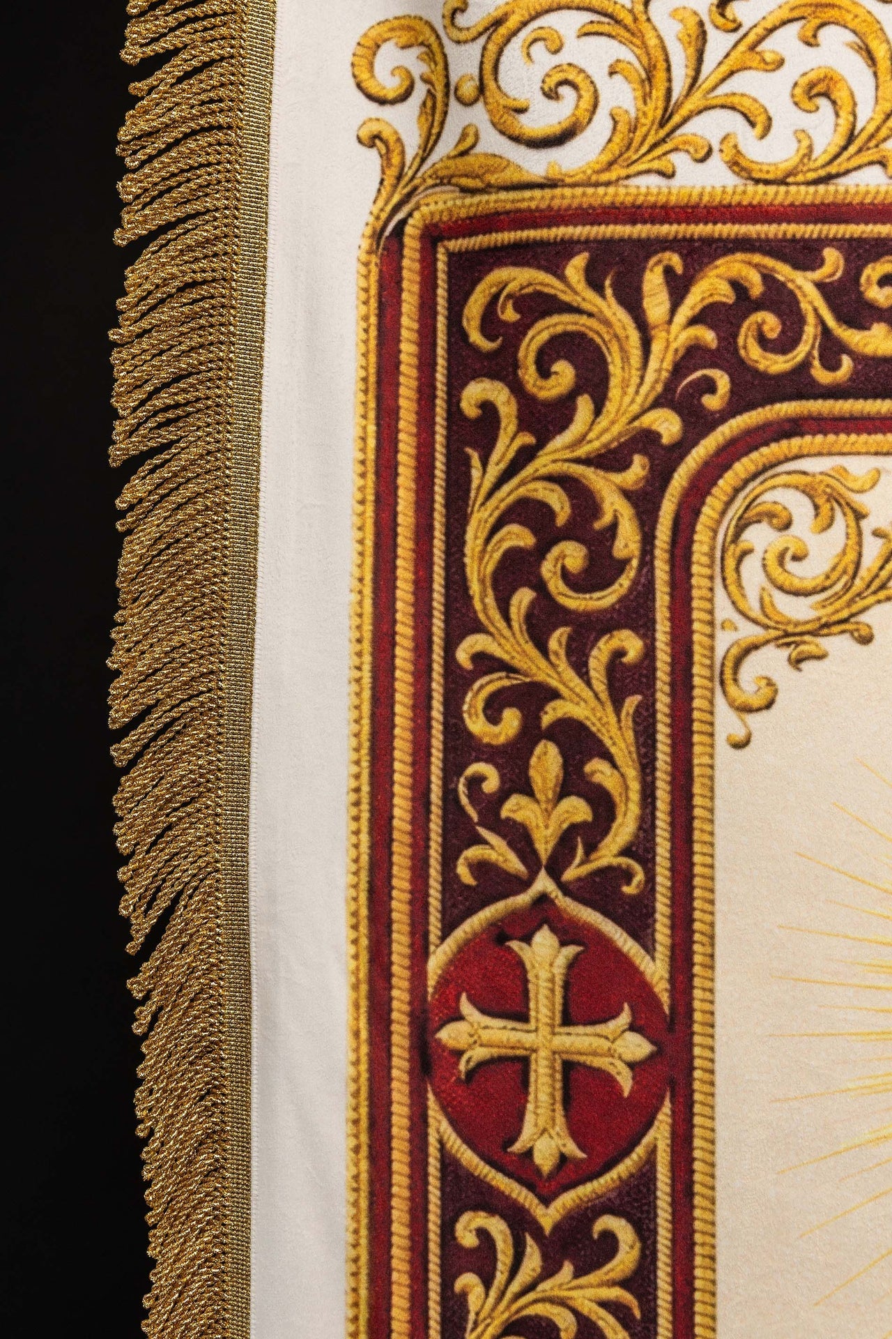 Estandarte litúrgico impreso por ambas caras con el Sagrado Corazón de Jesús y el Cáliz con IHS CHD/002/09-05/109 80*130 - CASULLAS.ES