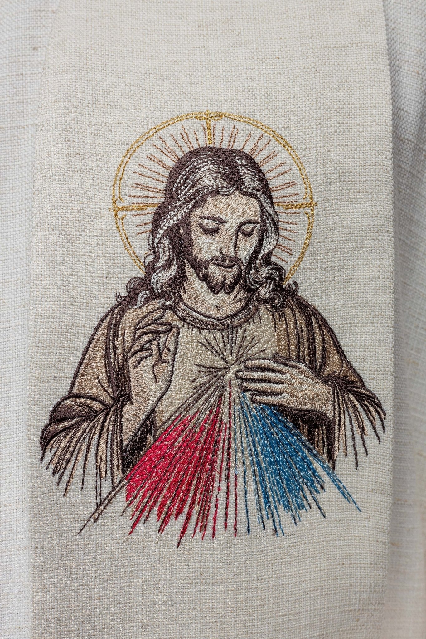 Estola bordada con la imagen de Jesús Misericordioso KSW2/010/05/49 - CASULLAS.ES