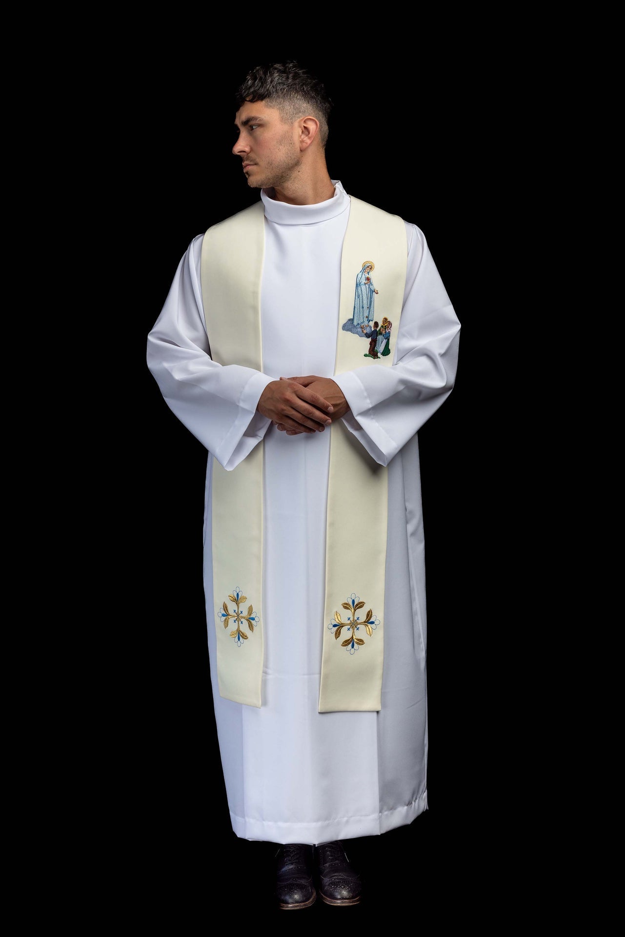 Estola bordada con la imagen de Nuestra Señora de Fátima KSW2/014 - CASULLAS.ES