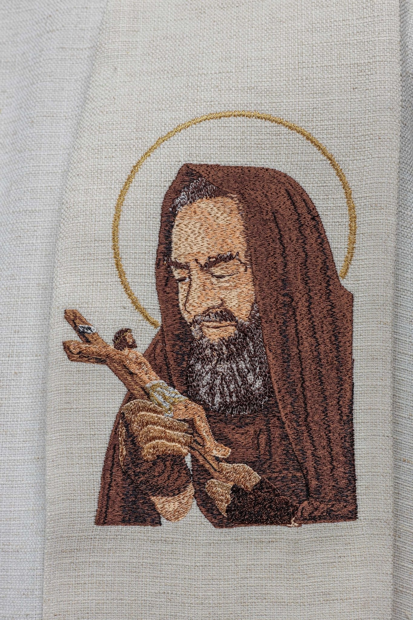 Estola bordada con la imagen del Padre Pío KSW2/006/05/49 - CASULLAS.ES