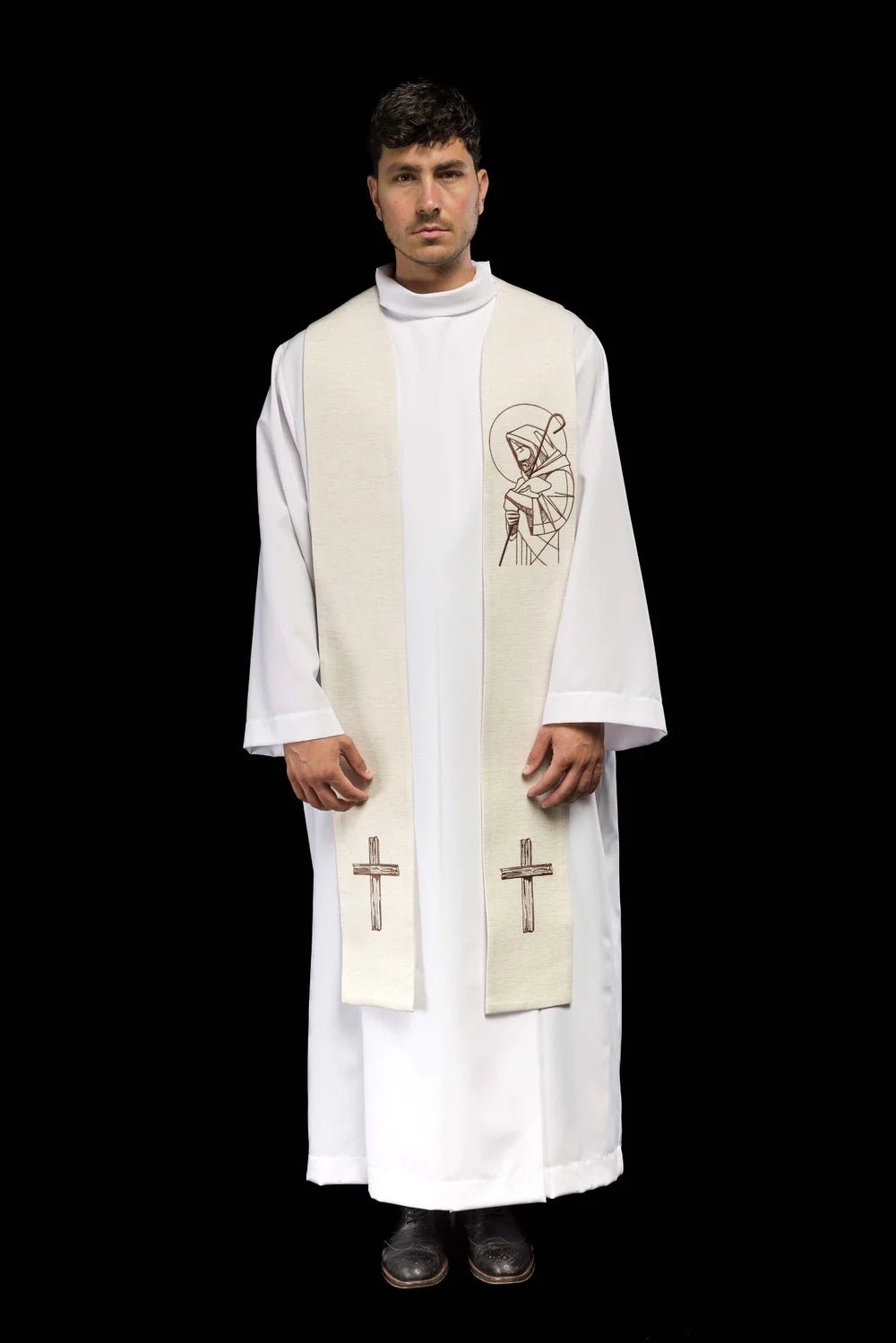 Estola bordada “Jesús el Buen Pastor” ecru S-2059-05-49 - CASULLAS.ES