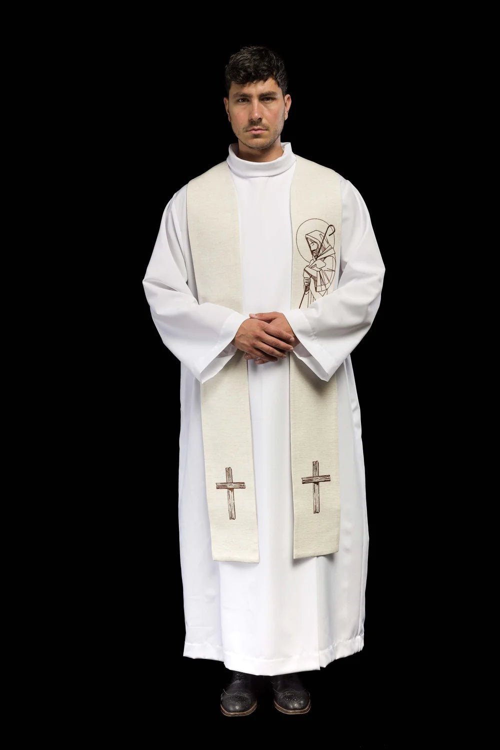 Estola bordada “Jesús el Buen Pastor” ecru S-2059-05-49 - CASULLAS.ES