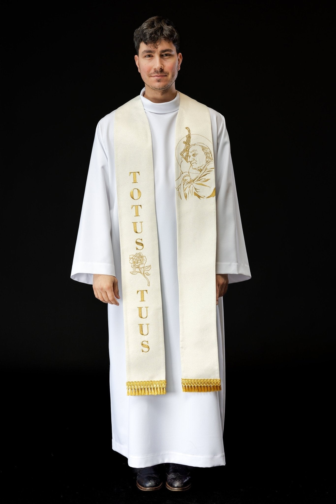Estola bordada Juan Pablo II s - 2061 - 05 - 85 - CASULLAS.ES