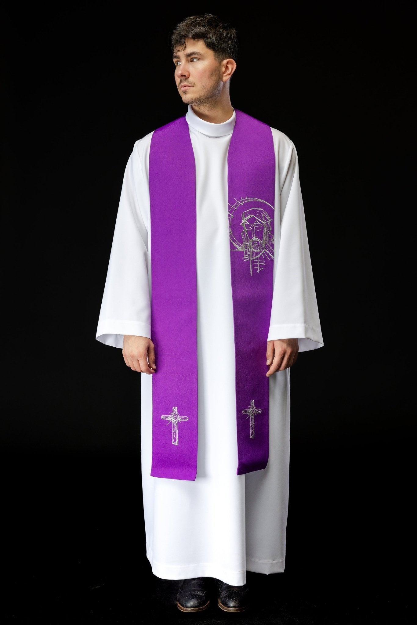 Estola bordada para Cuaresma con Jesús S - 2060 - 03 - 43 - CASULLAS.ES