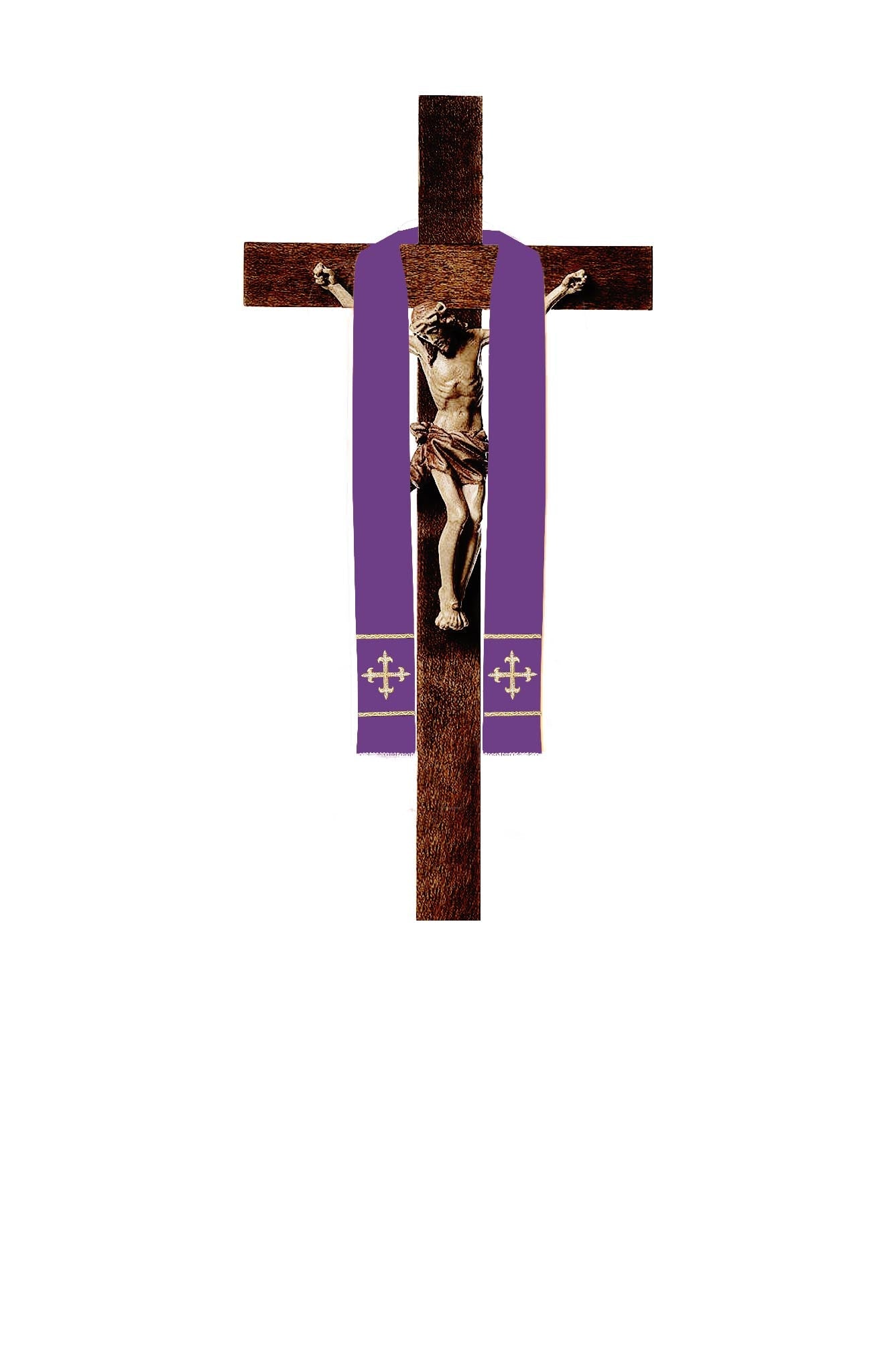 Estola corta morada bordada con Cruces KST/079/03/01 - CASULLAS.ES