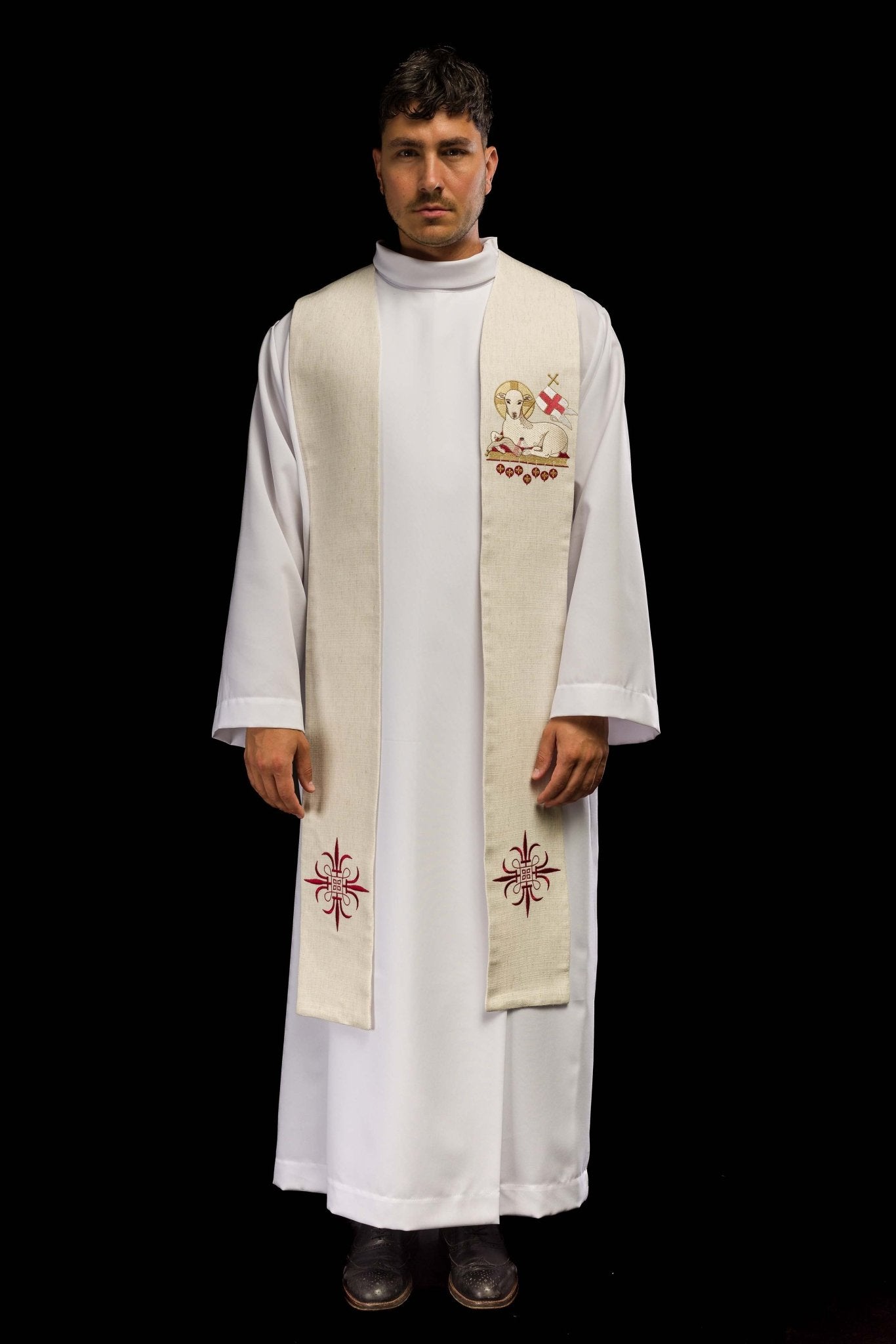Estola de Pascua con Cordero de Dios bordado KDT/2049/05/49 ECRU - CASULLAS.ES