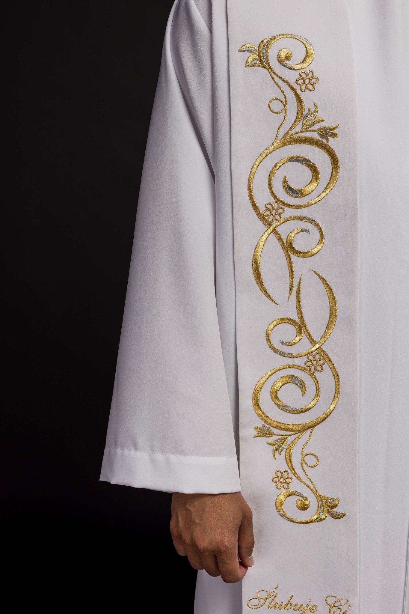 Estola larga bordada de boda en color blanco KST/412/04/01 BIAŁY - CASULLAS.ES